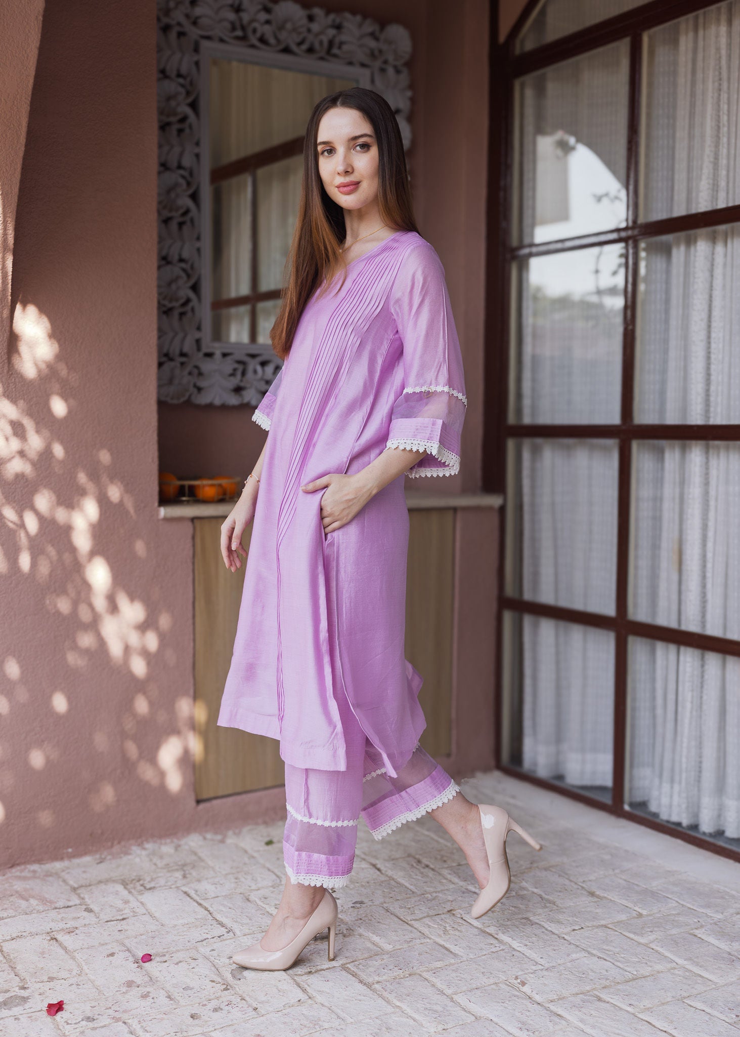 Light Purple Chanderi Suit set