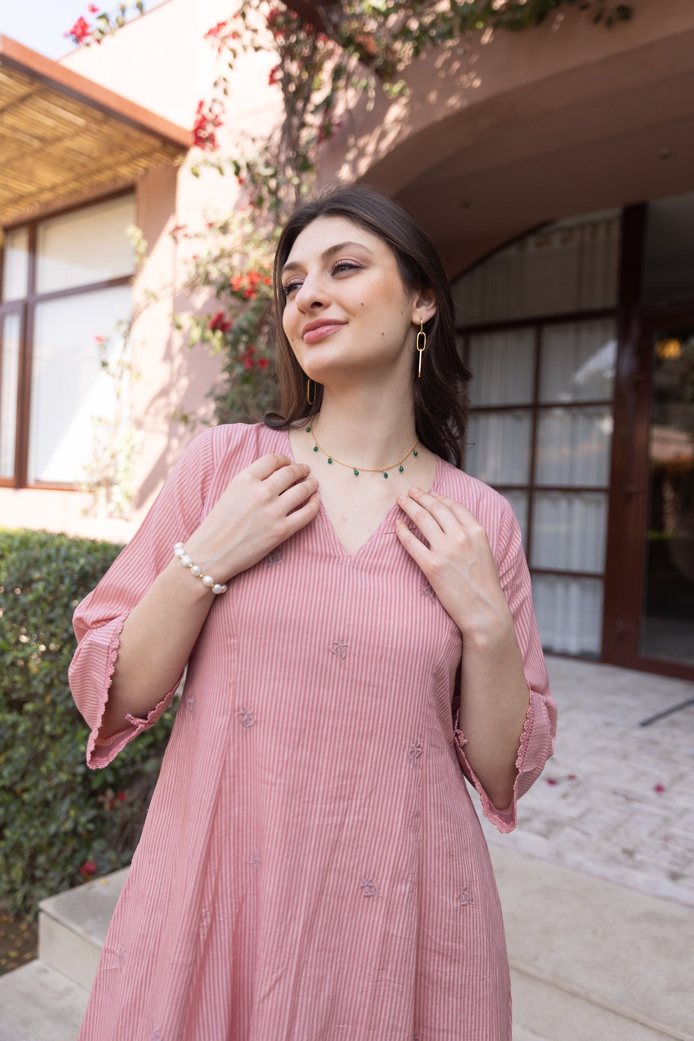 Old Rose Silly Cottan 3 Kali Suit Set