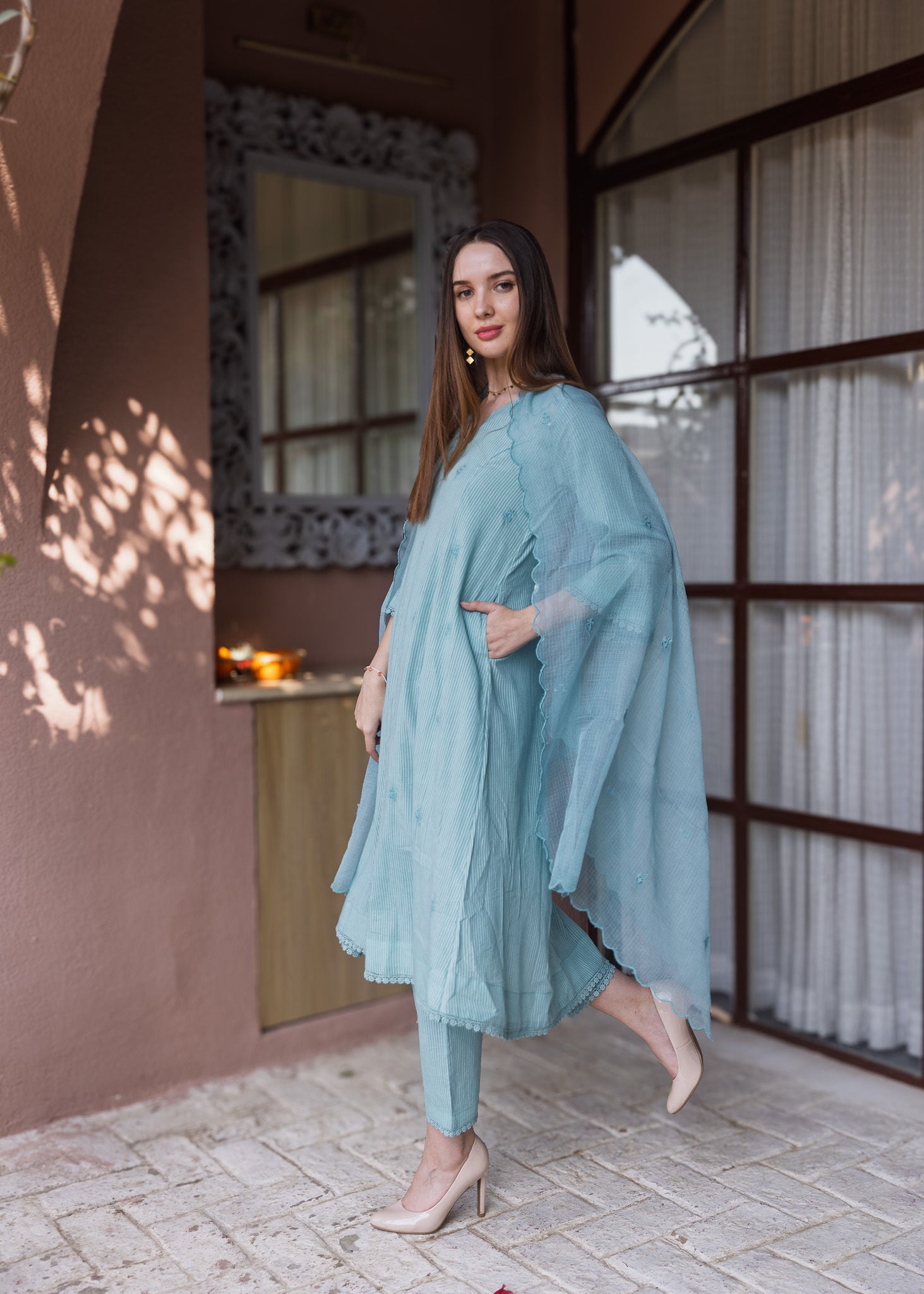 Mint Silly Cottan 3 Kali Suit Set