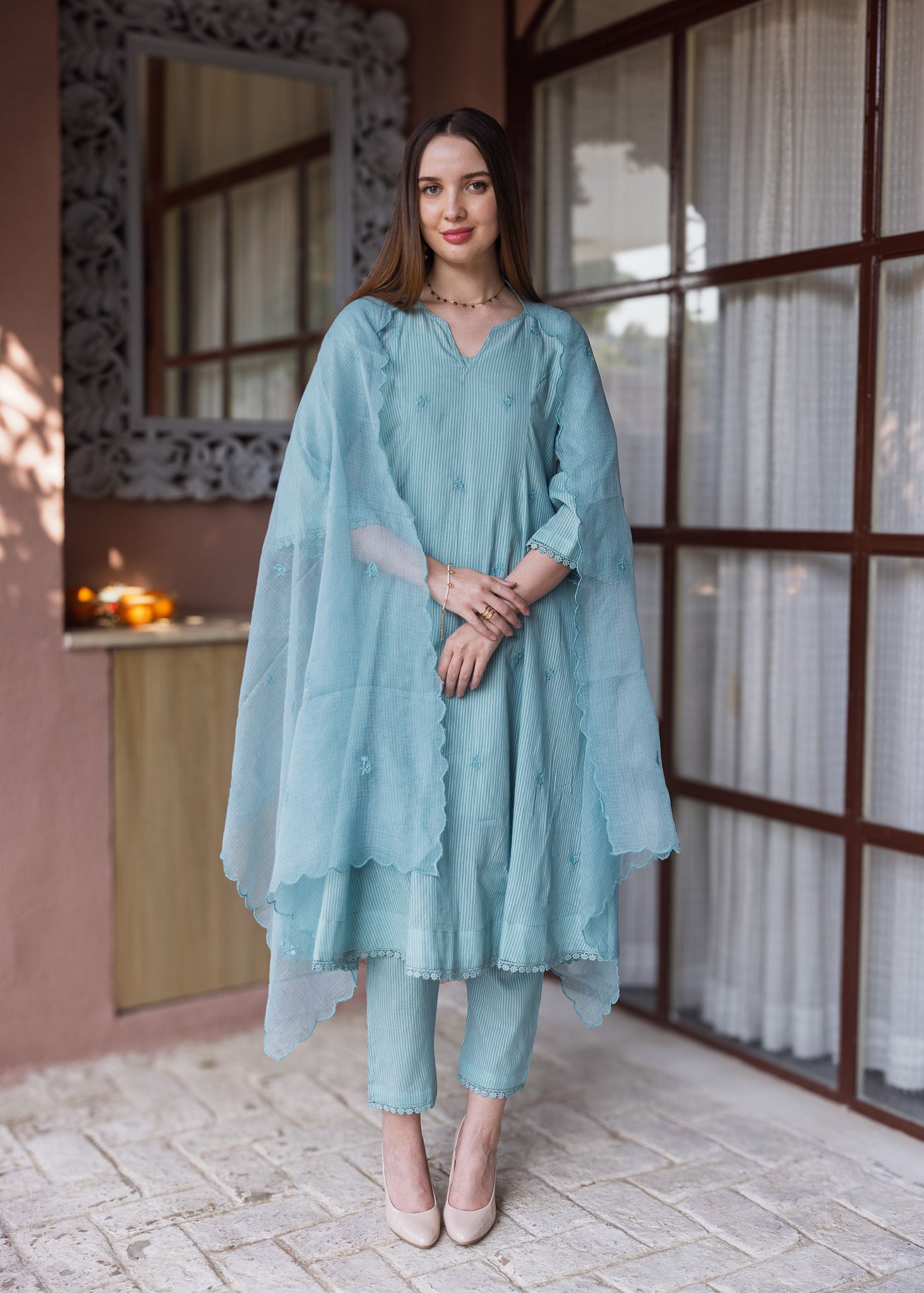 Mint Silly Cottan 3 Kali Suit Set