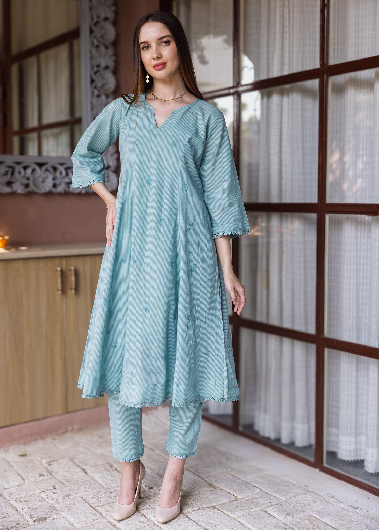 Mint Silly Cottan 3 Kali Suit Set