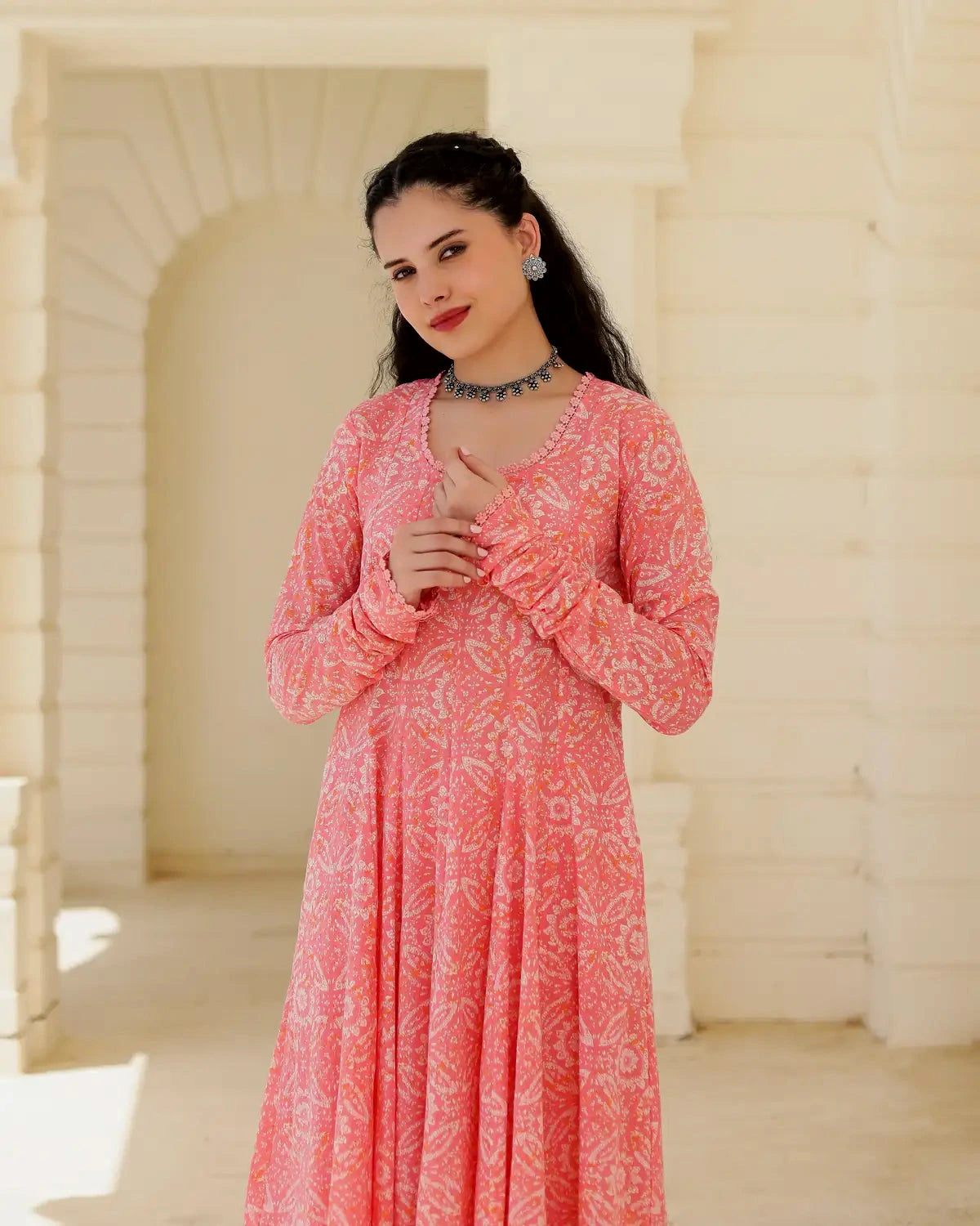 Blush Rose Pink Handblock Cotton Suit Set with Kota Doria Dupatta - AS-TTME-38 (4)