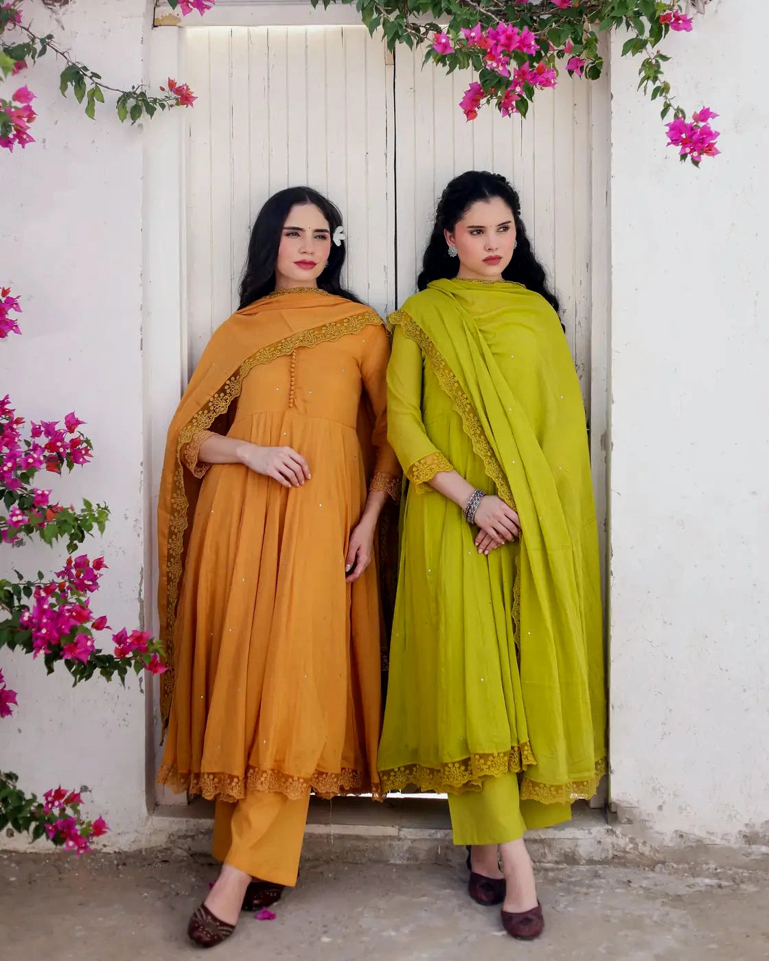Amaltaas Golden Mustard Cotton Mulmul Anarkali Suit Set with mulmul Dupatta - AS-TTME-8 (2)