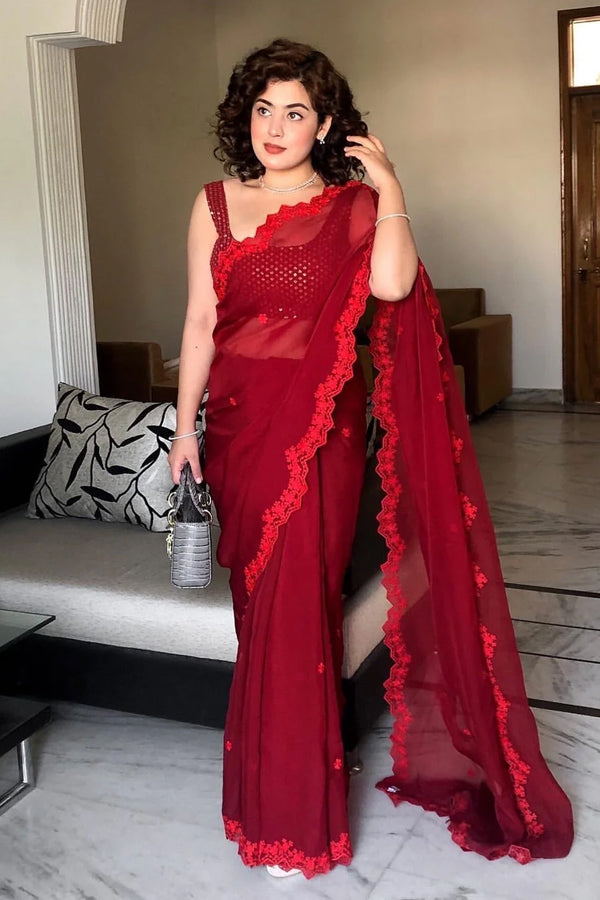 Vienna red saree