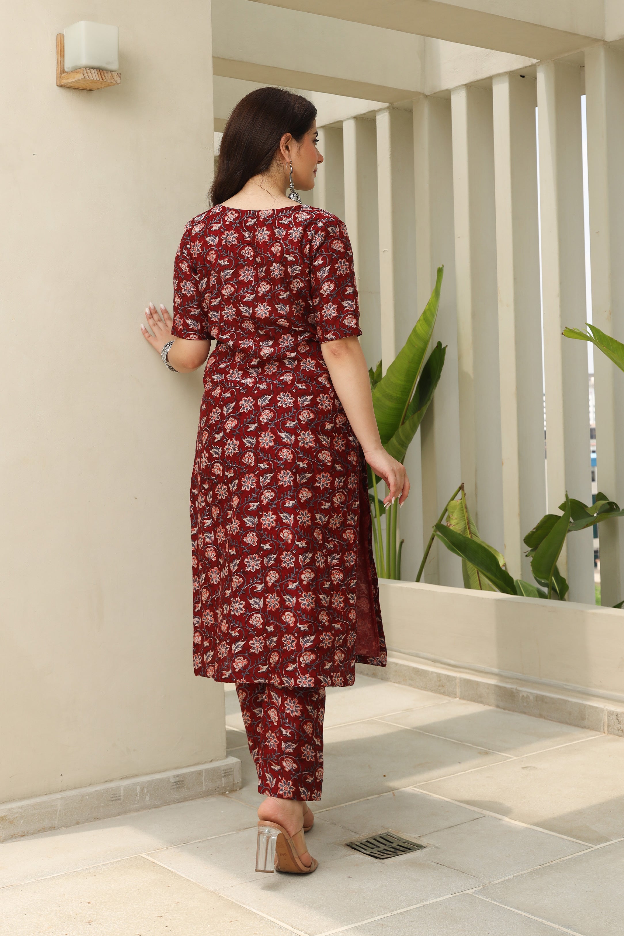 Maroon Zari Royal Anarkali Set Asrumo