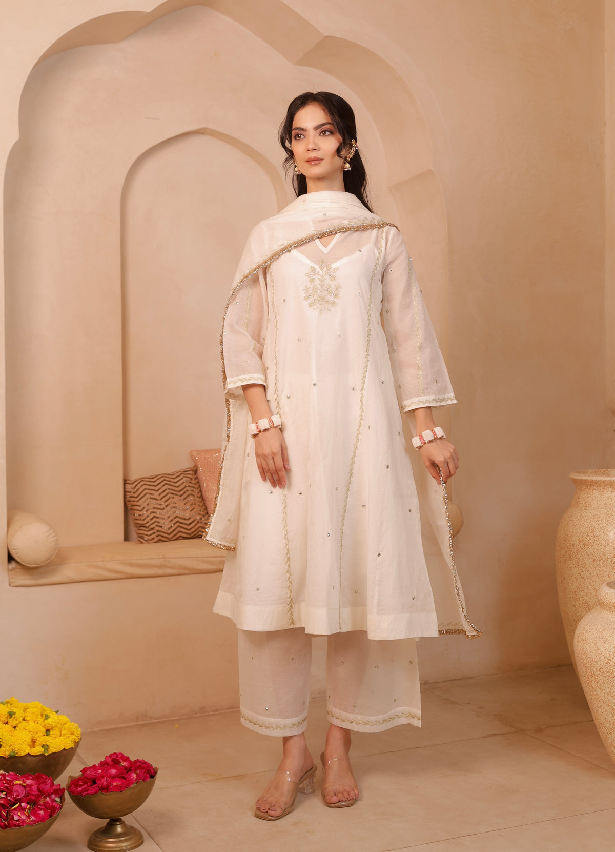 Noor Ivory Chanderi Suit Set