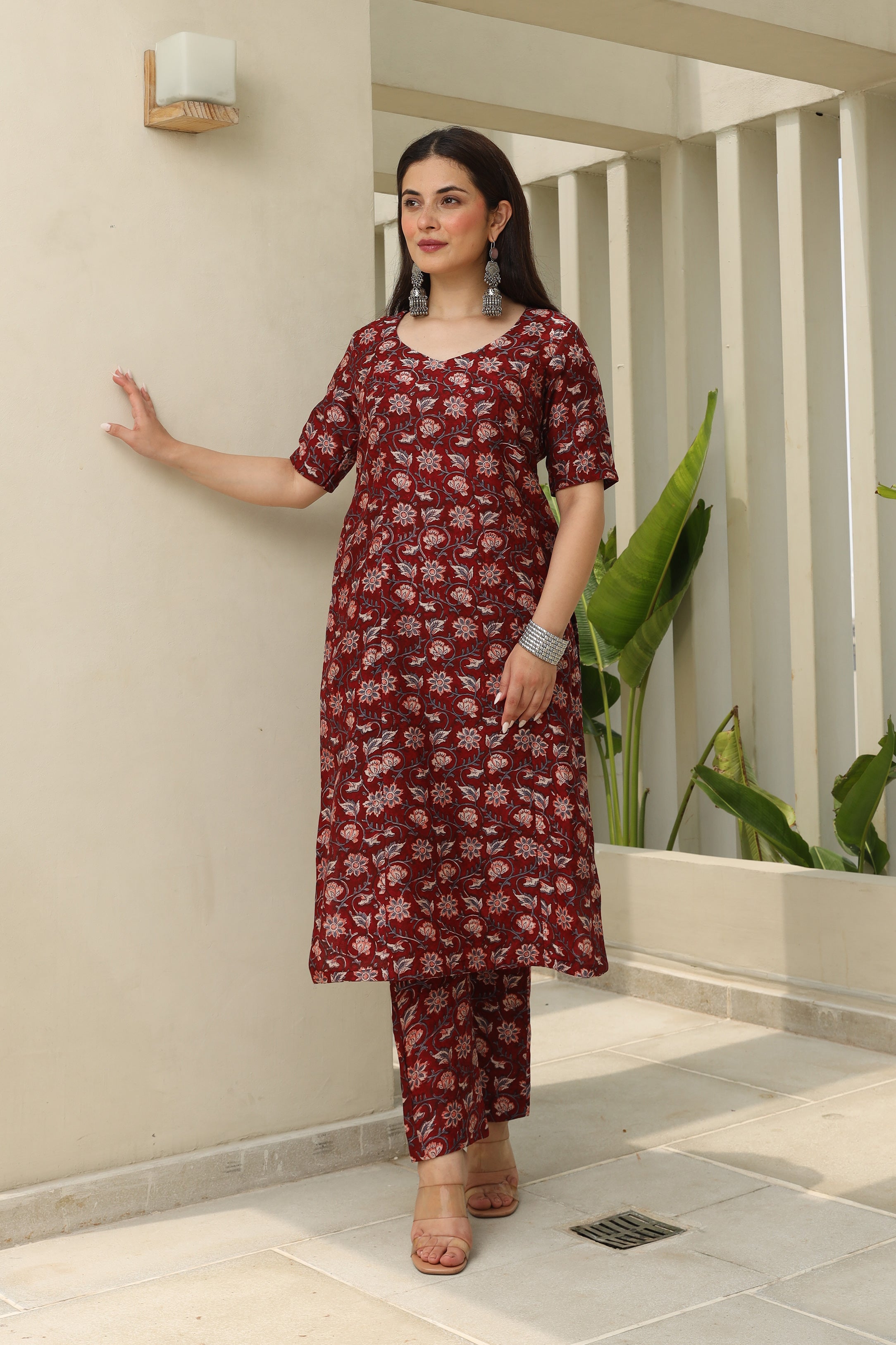 Maroon Zari Royal Anarkali Set Asrumo