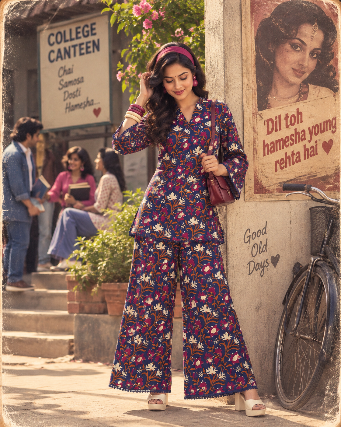 Navy Blue Jaal Handblock Co-ord Set