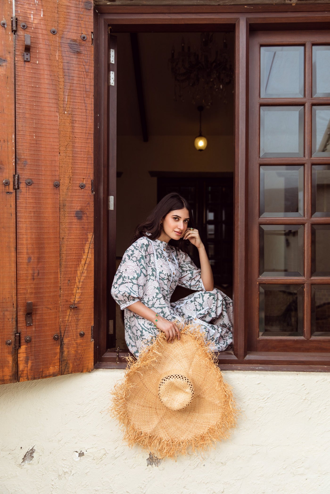 Green Handblock Jaal co-ord Set