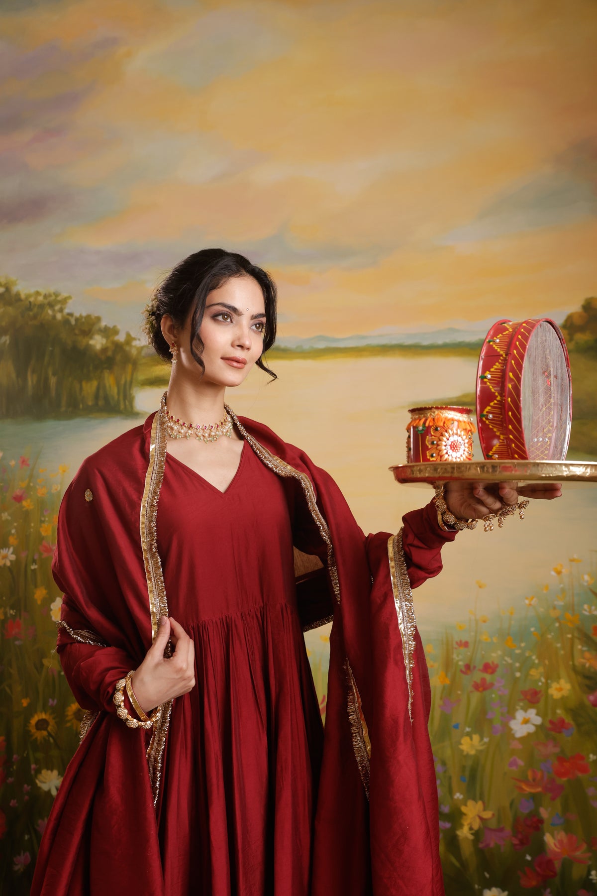 Ruhani Maroon Chanderi Anarkali Set | AS-PFC-3 (1).jpg