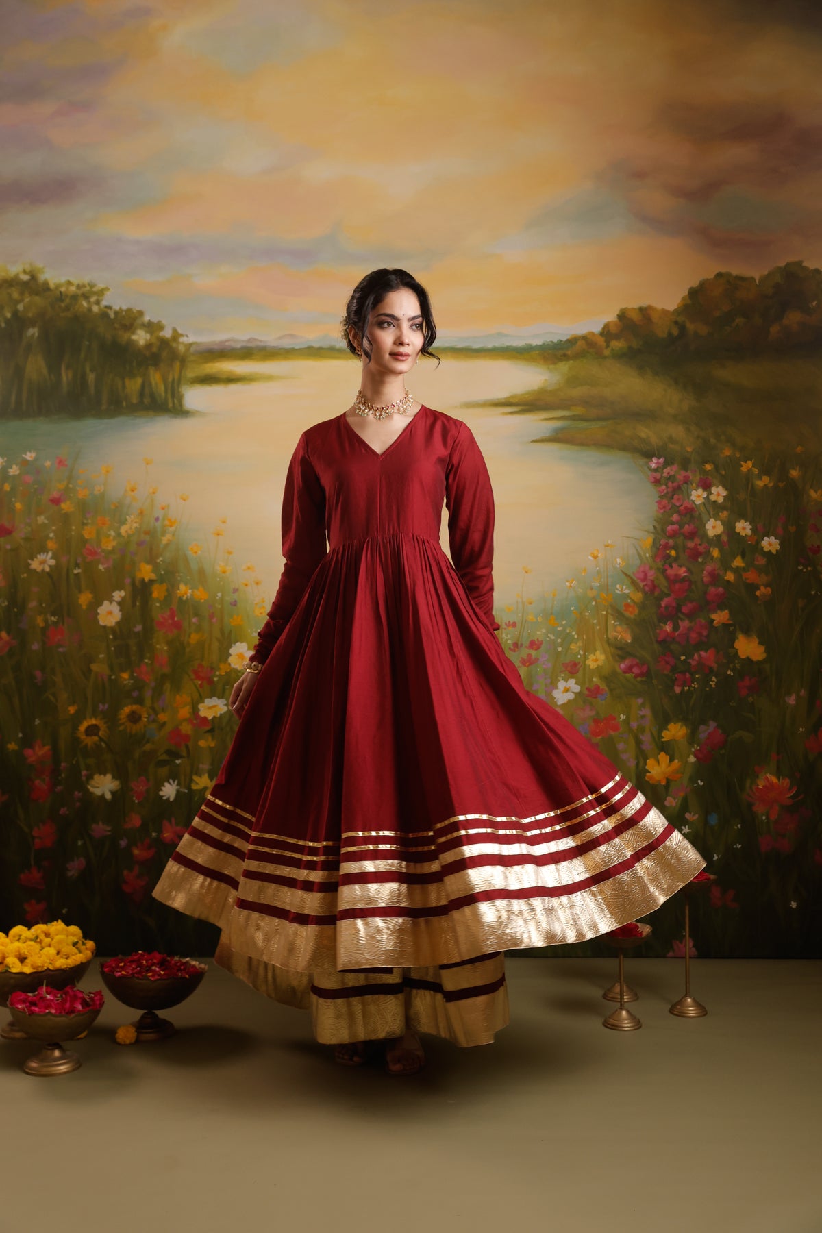 Ruhani Maroon Chanderi Anarkali Set | AS-PFC-3 (3).jpg