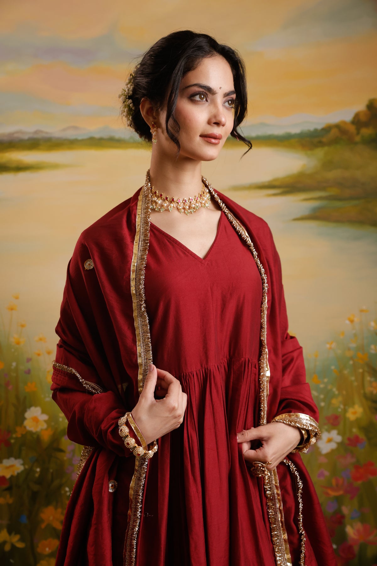 Ruhani Maroon Chanderi Anarkali Set | AS-PFC-3 (6).jpg