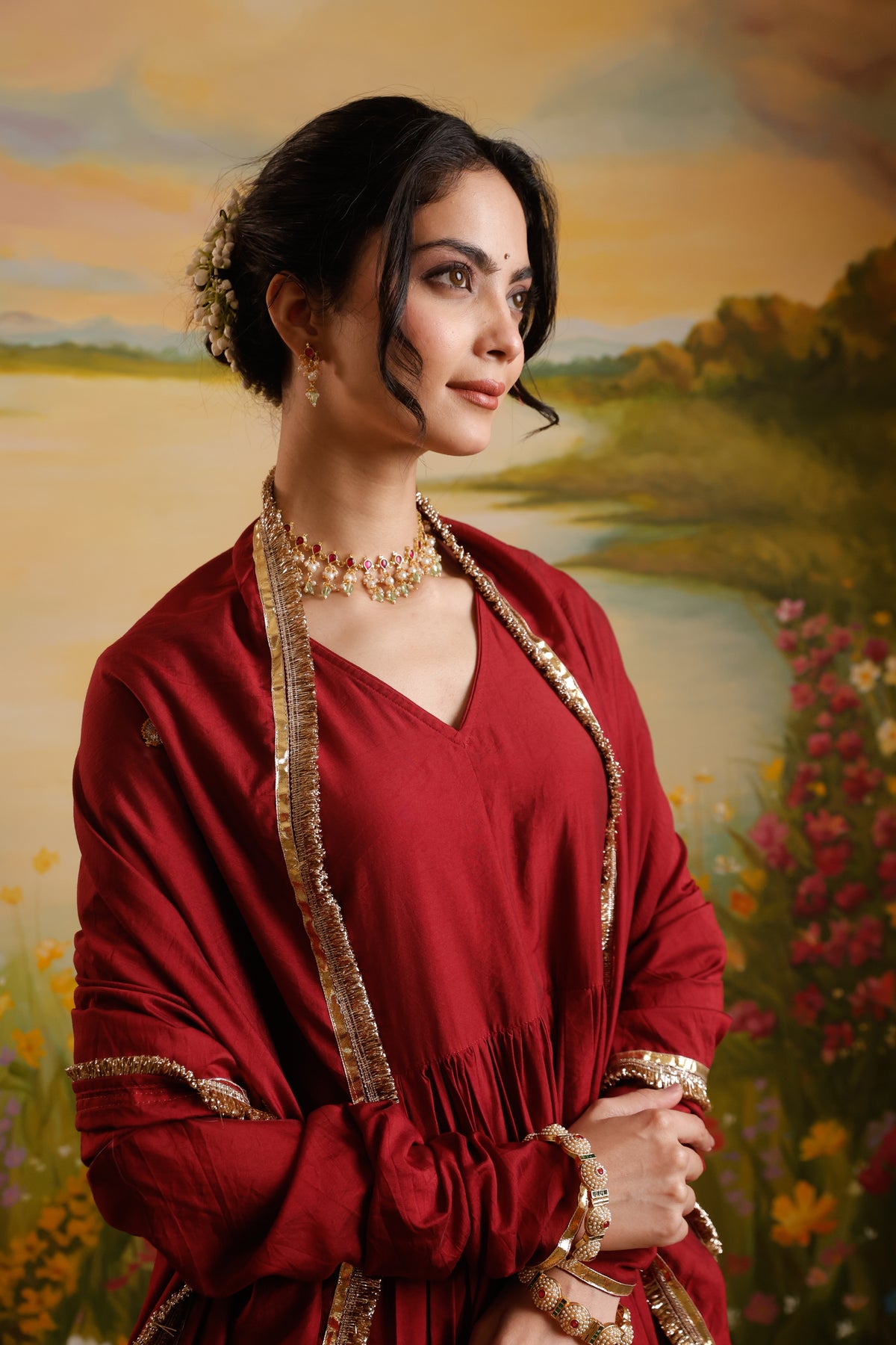 Ruhani Maroon Chanderi Anarkali Set | AS-PFC-3 (7).jpg