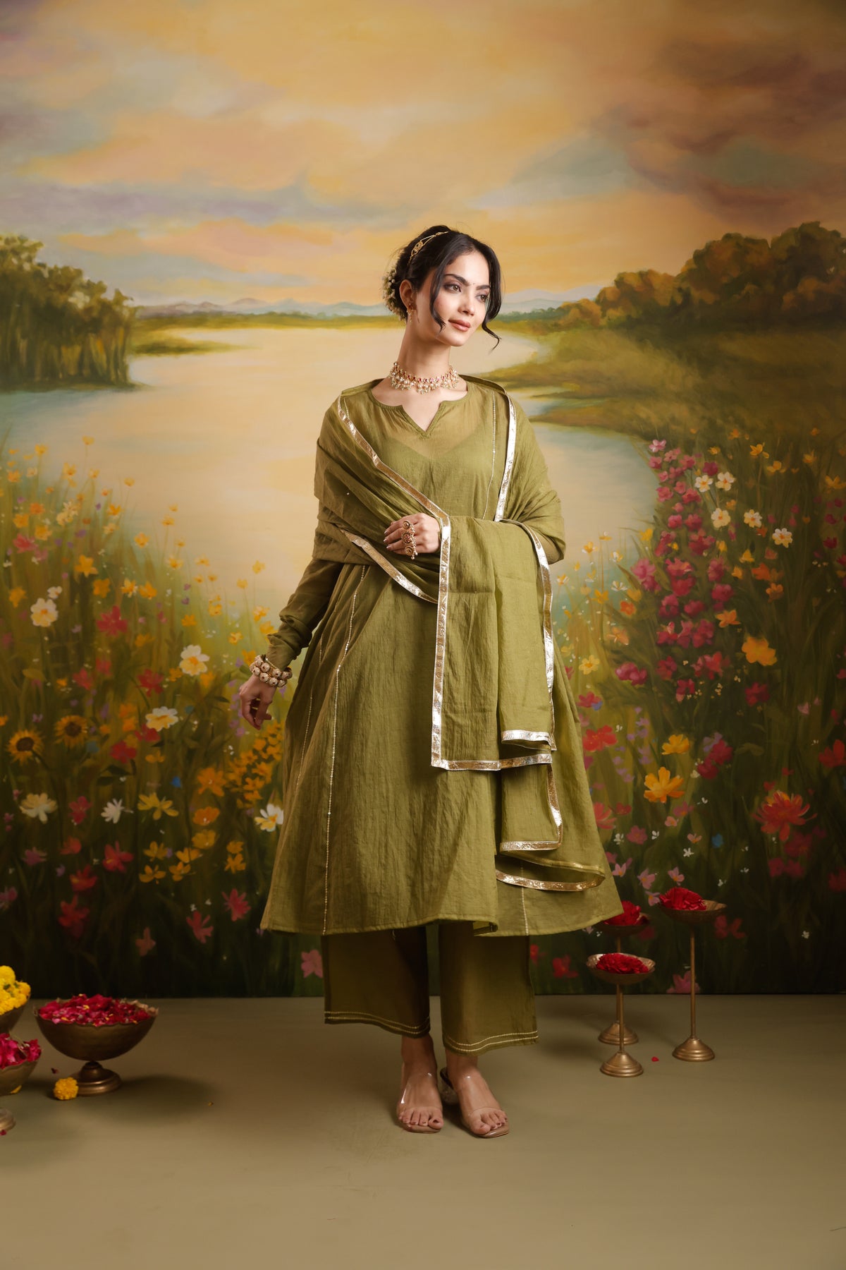 Saanjh Olive Green Chanderi Suit Set | AS-PFC-6 (6).jpg