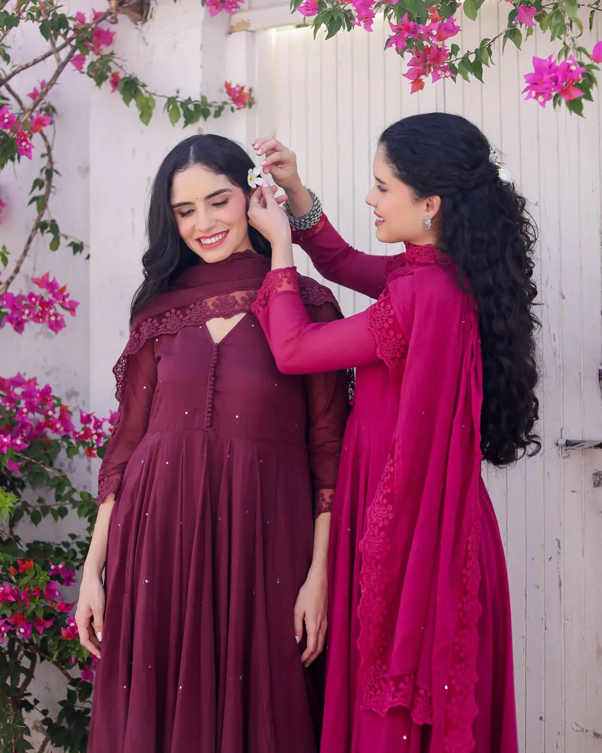 Merlot Wine Cotton Mulmul Taari Embellished Anarkali Suit Set - AS-TTME-10 (2)