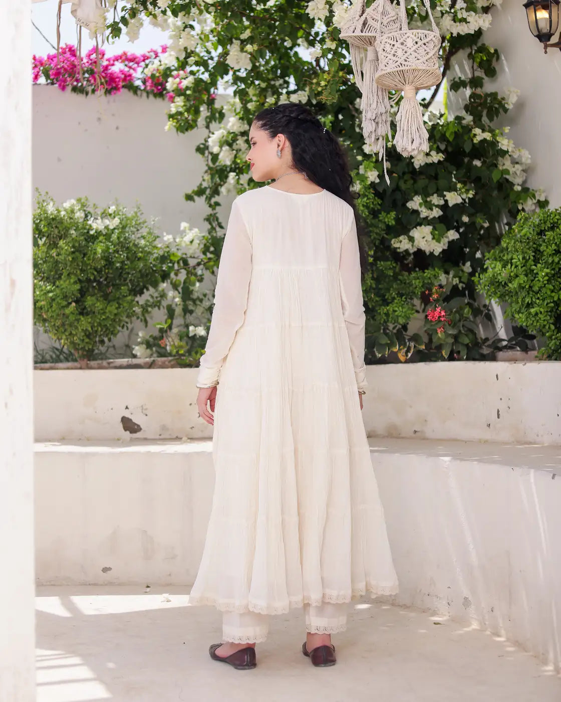 Ivory Noor Cotton Mulmul Anarkali Suit Set with Taari Work Dupatta - AS-TTME-12 (10)