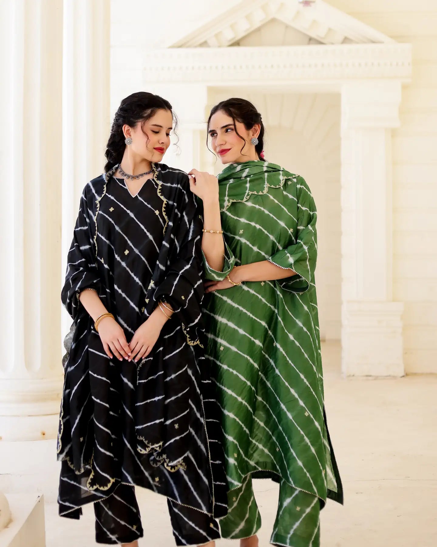 Nero Black Chanderi Hand Dyed Leheriya Kurta Set with Zari Aari Embroidery - AS-TTME-18 (2)