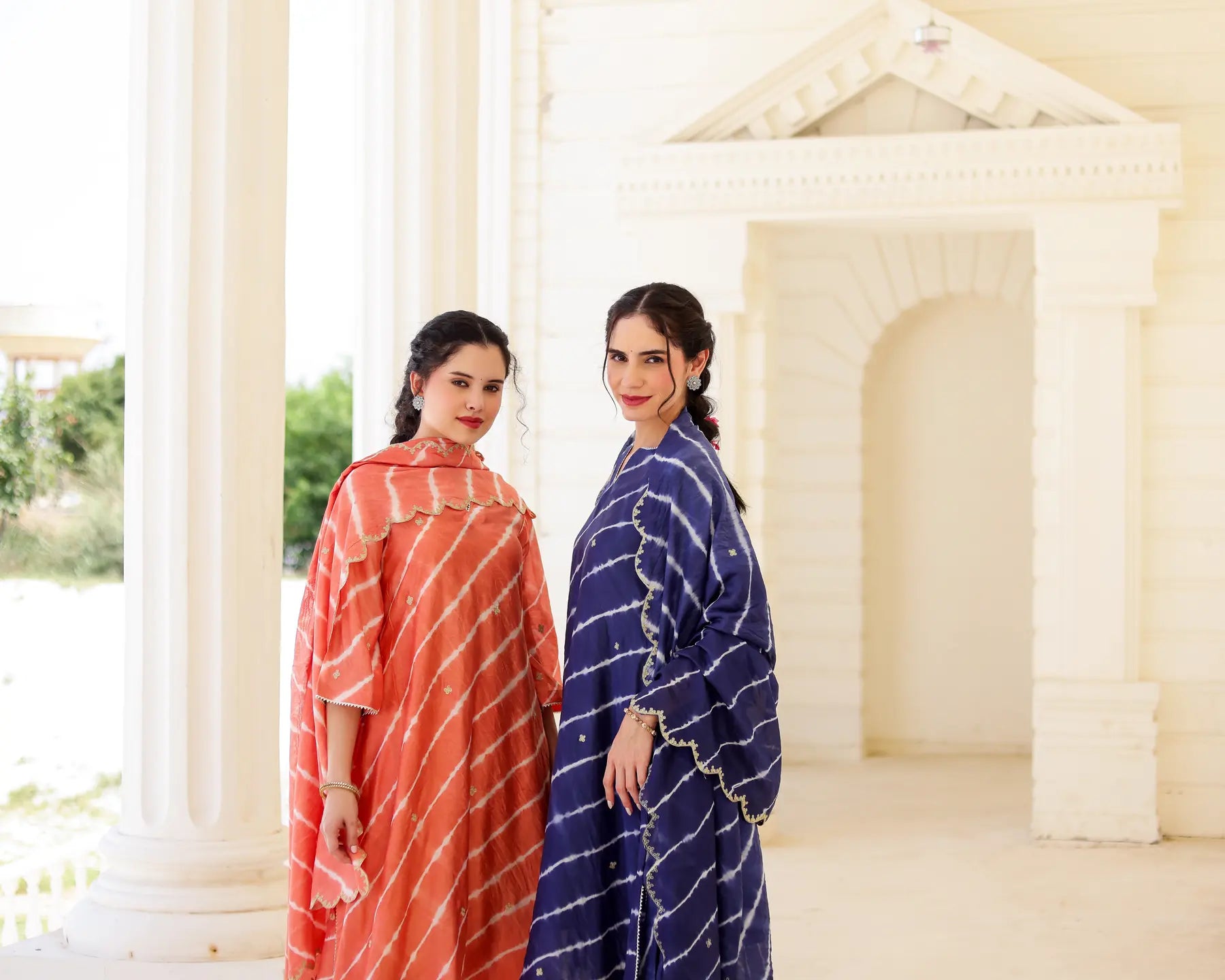 Terracotta Chanderi Hand Dyed Leheriya Kurta Set with Zari Embroidery - AS-TTME-20 (3)