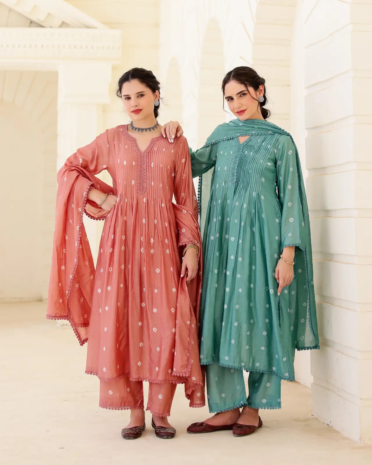 Sage Bloom Green Chanderi Hand Bandhej Suit Set with Dupatta - AS-TTME-23 (8)
