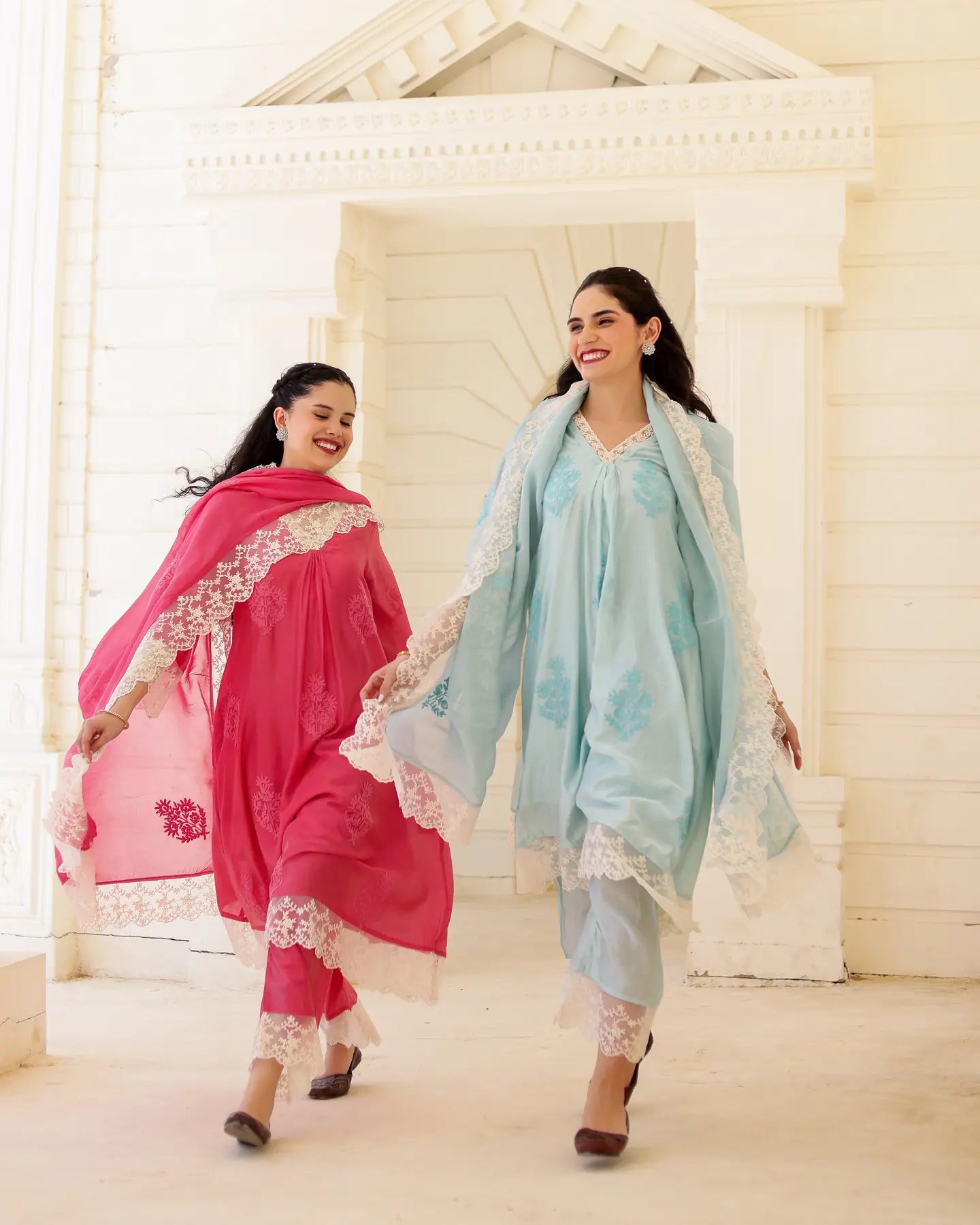 Liora Powder Blue Chanderi Aari Embroidered Suit Set with Lace Dupatta - AS-TTME-27 (3)