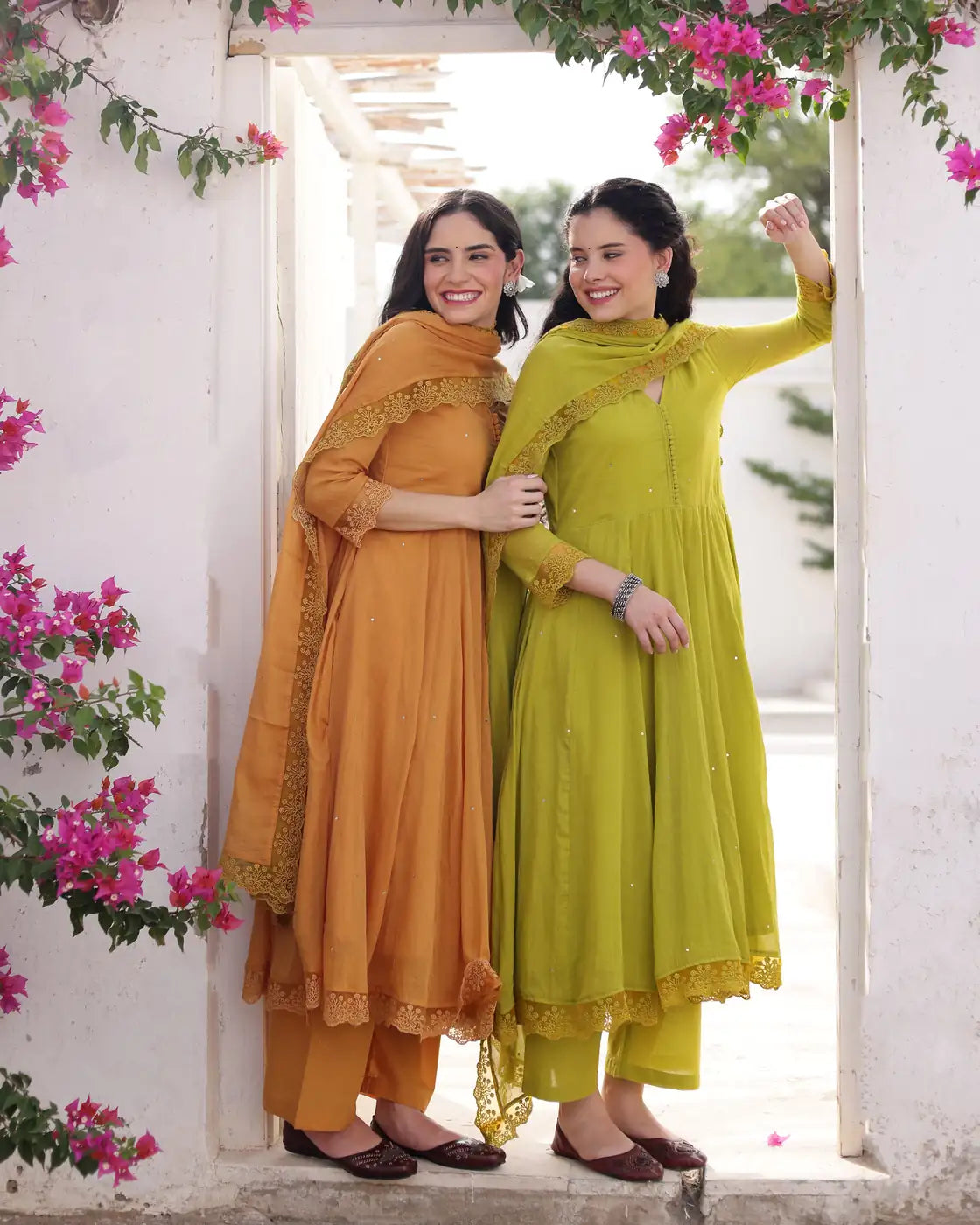 Zariya Pistachio Cotton Mulmul Taari Embroidered Anarkali Suit Set - AS-TTME-7 (10)