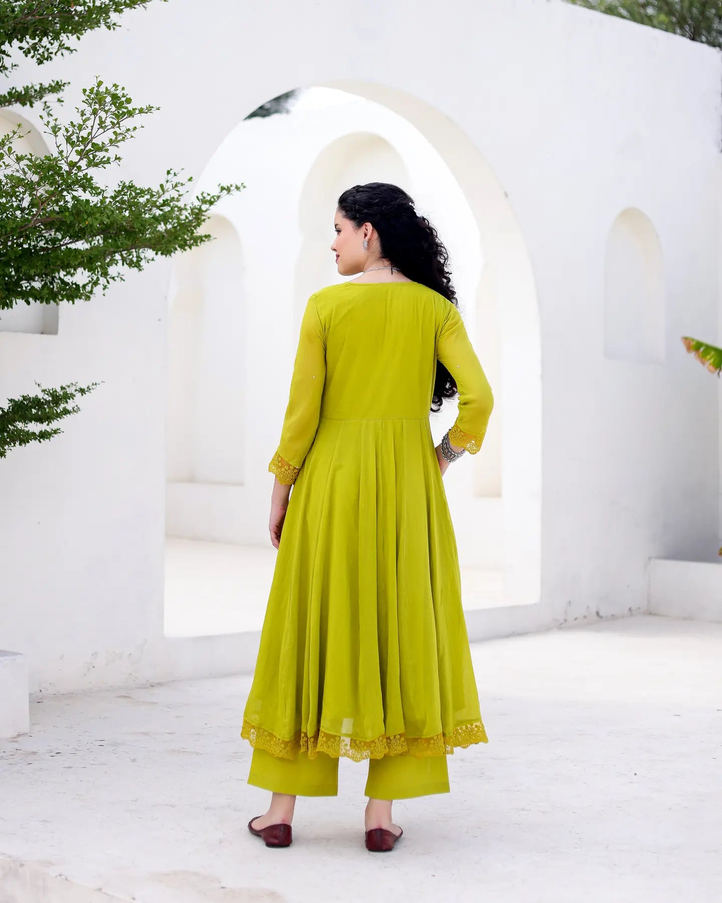 Zariya Pistachio Cotton Mulmul Taari Embroidered Anarkali Suit Set - AS-TTME-7 (2)