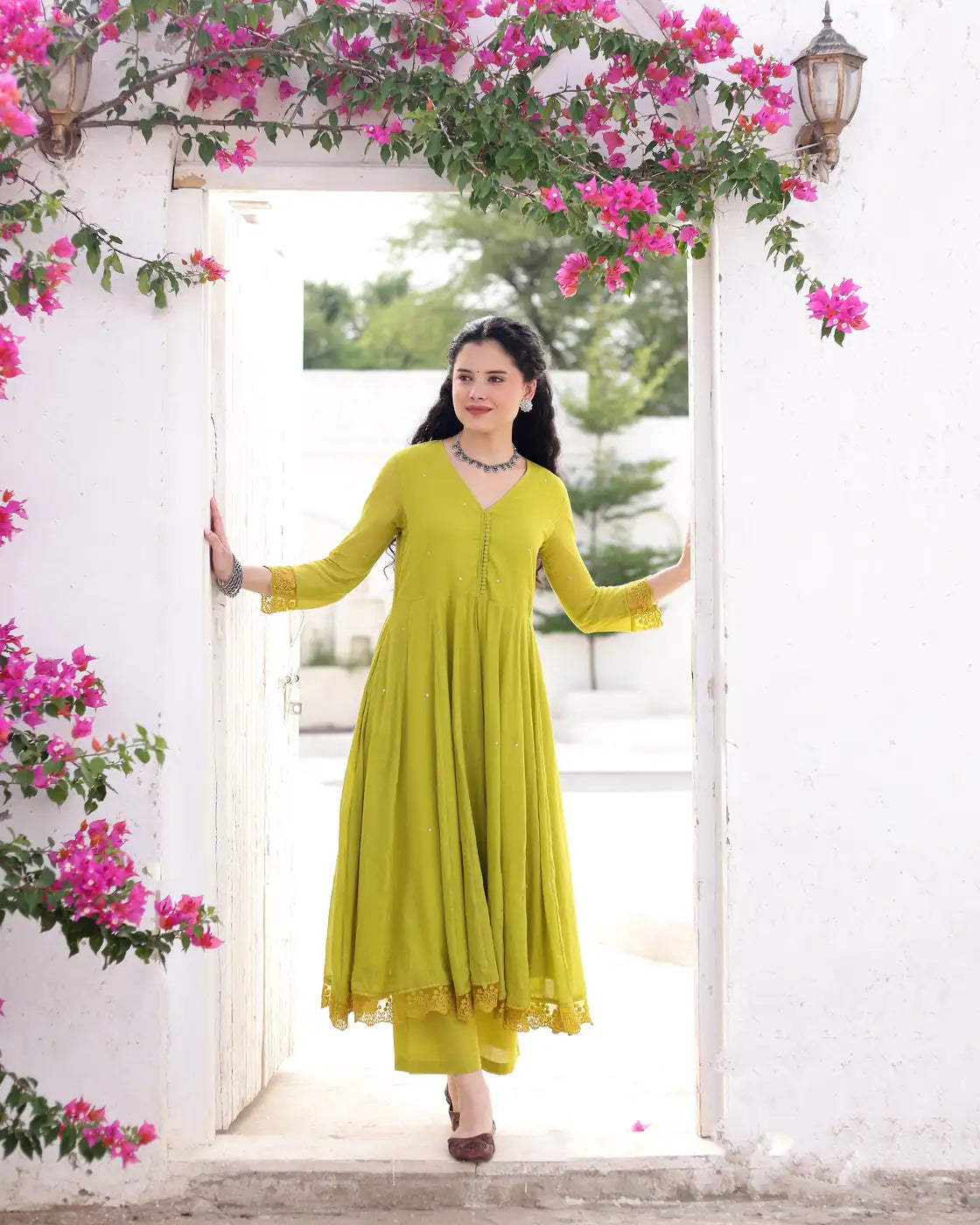 Zariya Pistachio Cotton Mulmul Taari Embroidered Anarkali Suit Set - AS-TTME-7 (3)