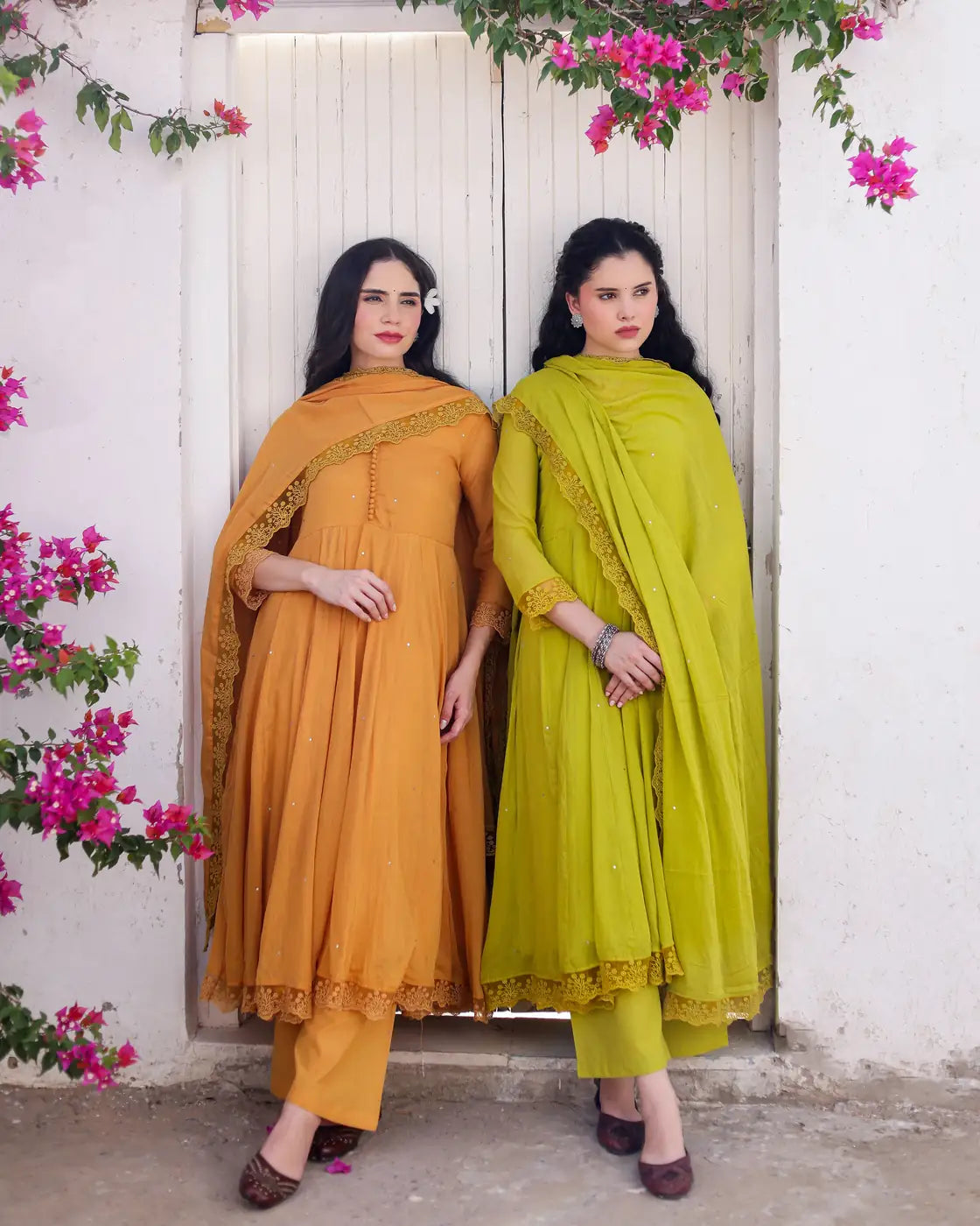 Amaltaas Golden Mustard Cotton Mulmul Anarkali Suit Set with mulmul Dupatta - AS-TTME-8 (2)