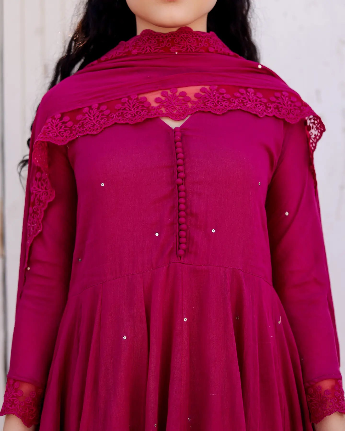 Dahlia Magenta Cotton Mulmul Taari Embroidered Anarkali Suit Set - AS-TTME-9 (8)