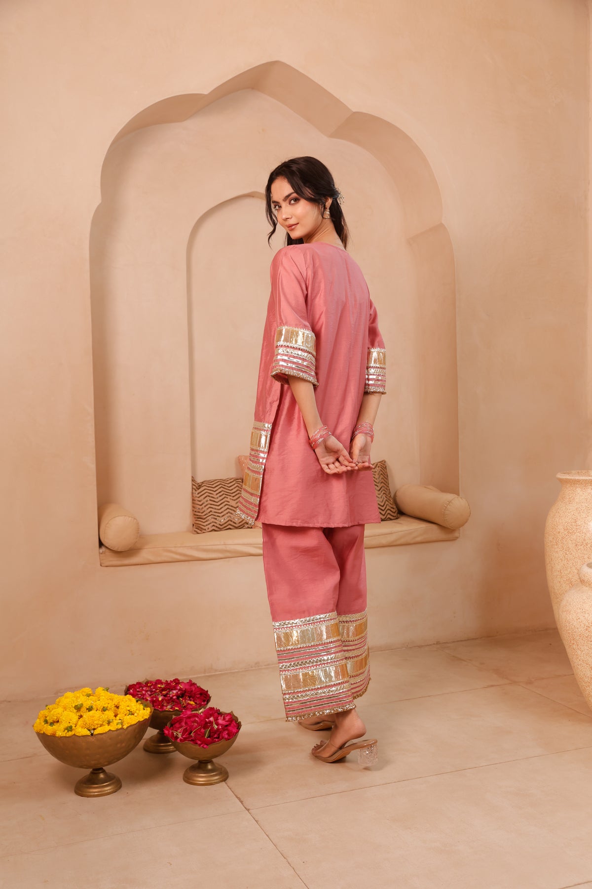 Sitara Rose Pink Gota Festive Suit Set - Image 2