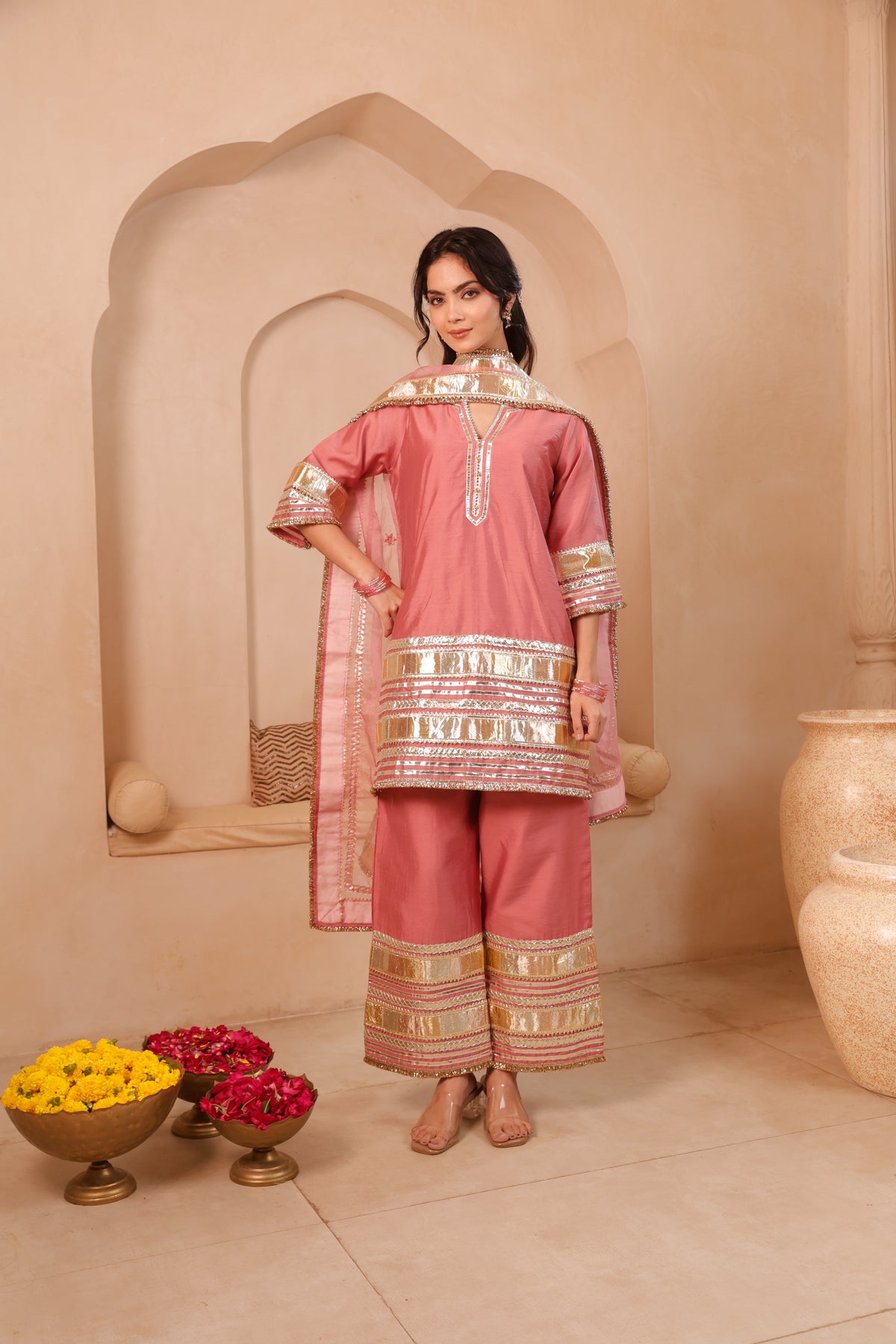 Sitara Rose Pink Gota Festive Suit Set - Image 4
