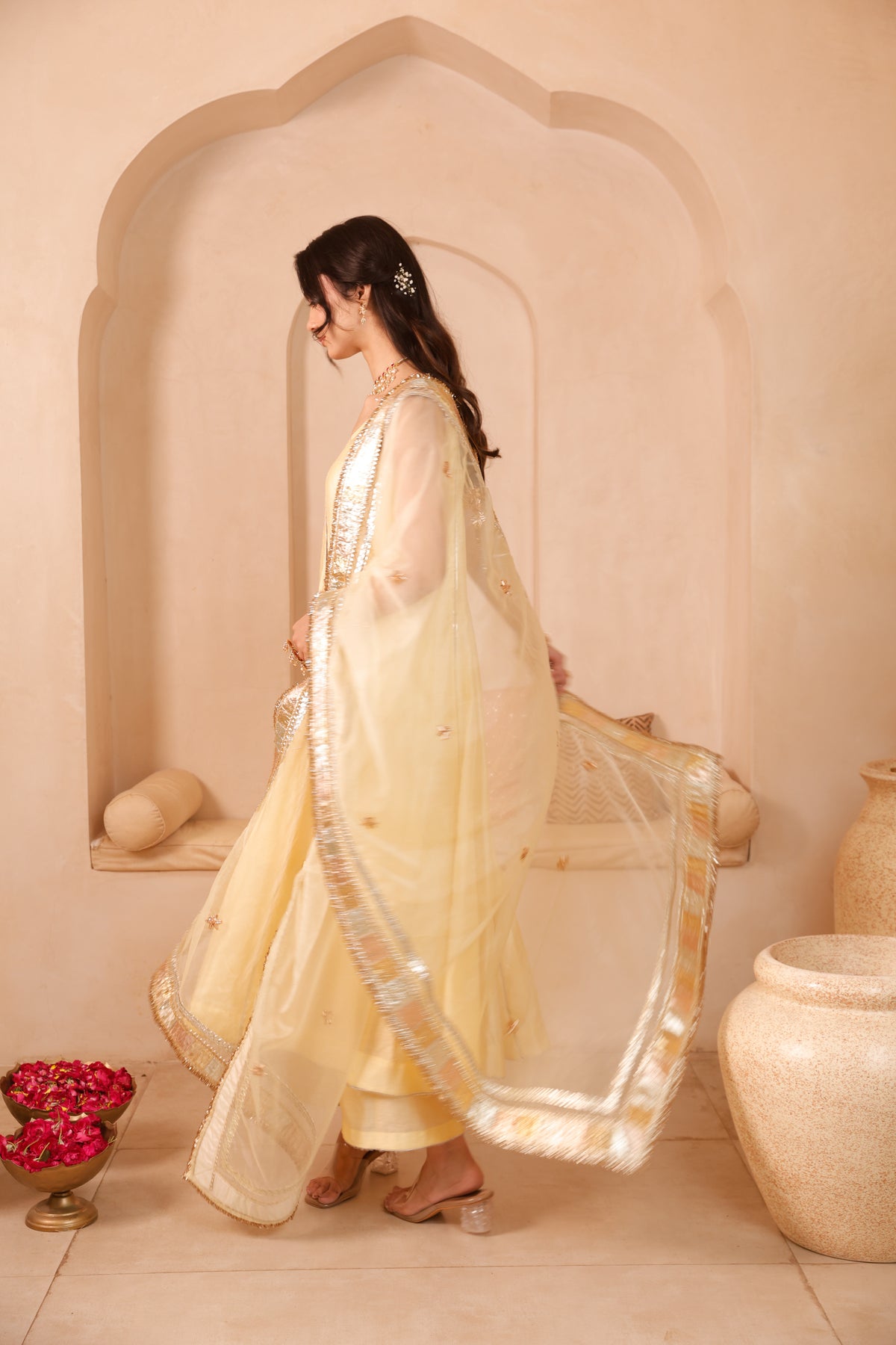 Kesar Chand Chanderi Anarkali Set - Image 1