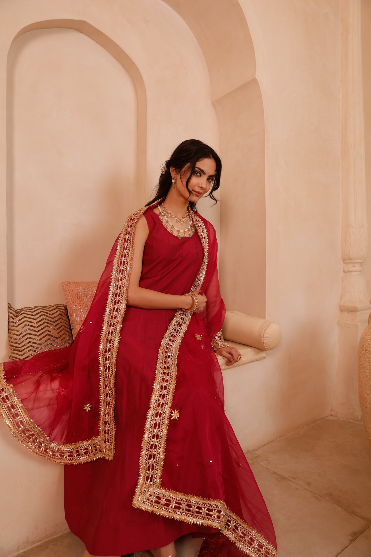 Gulnaar Chanderi Anarkali Set - Image 1