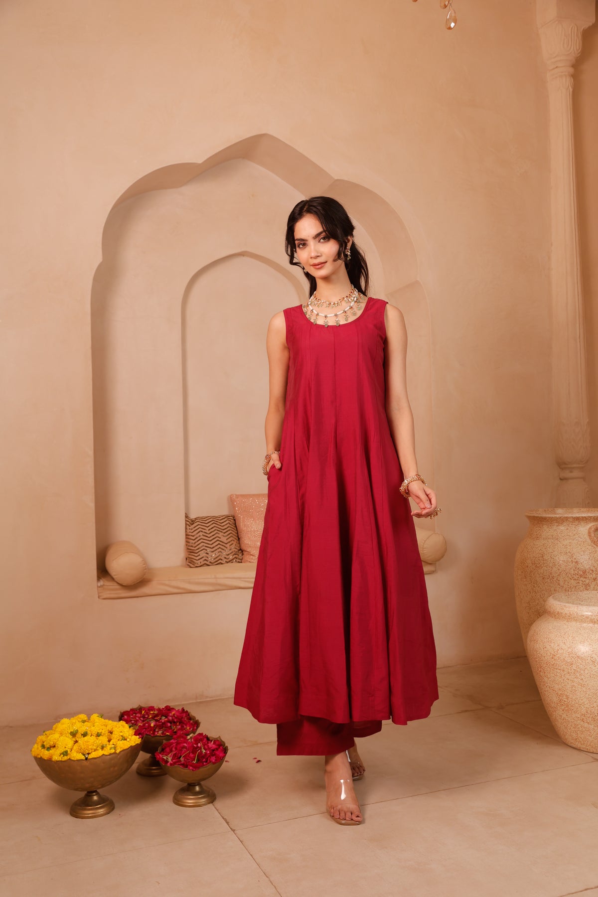 Gulnaar Chanderi Anarkali Set - Image 3