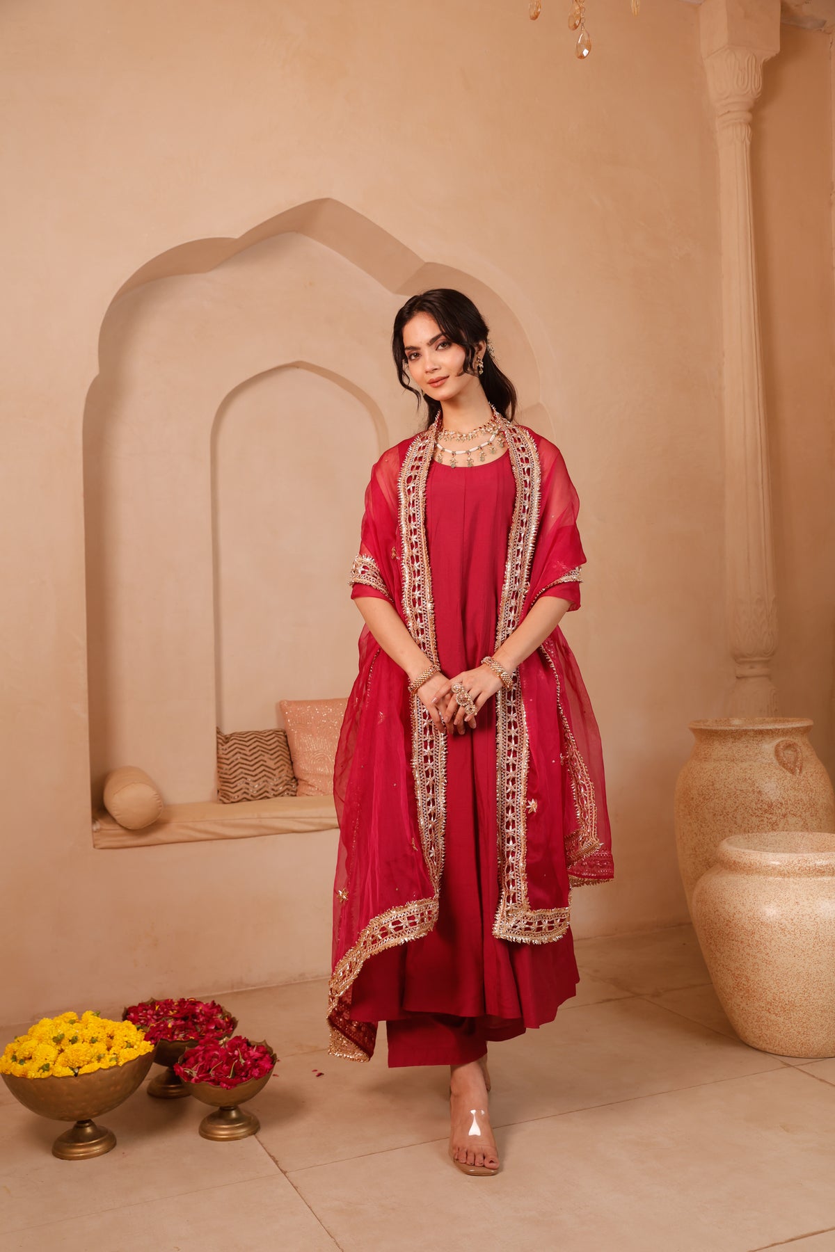 Gulnaar Chanderi Anarkali Set - Image 5