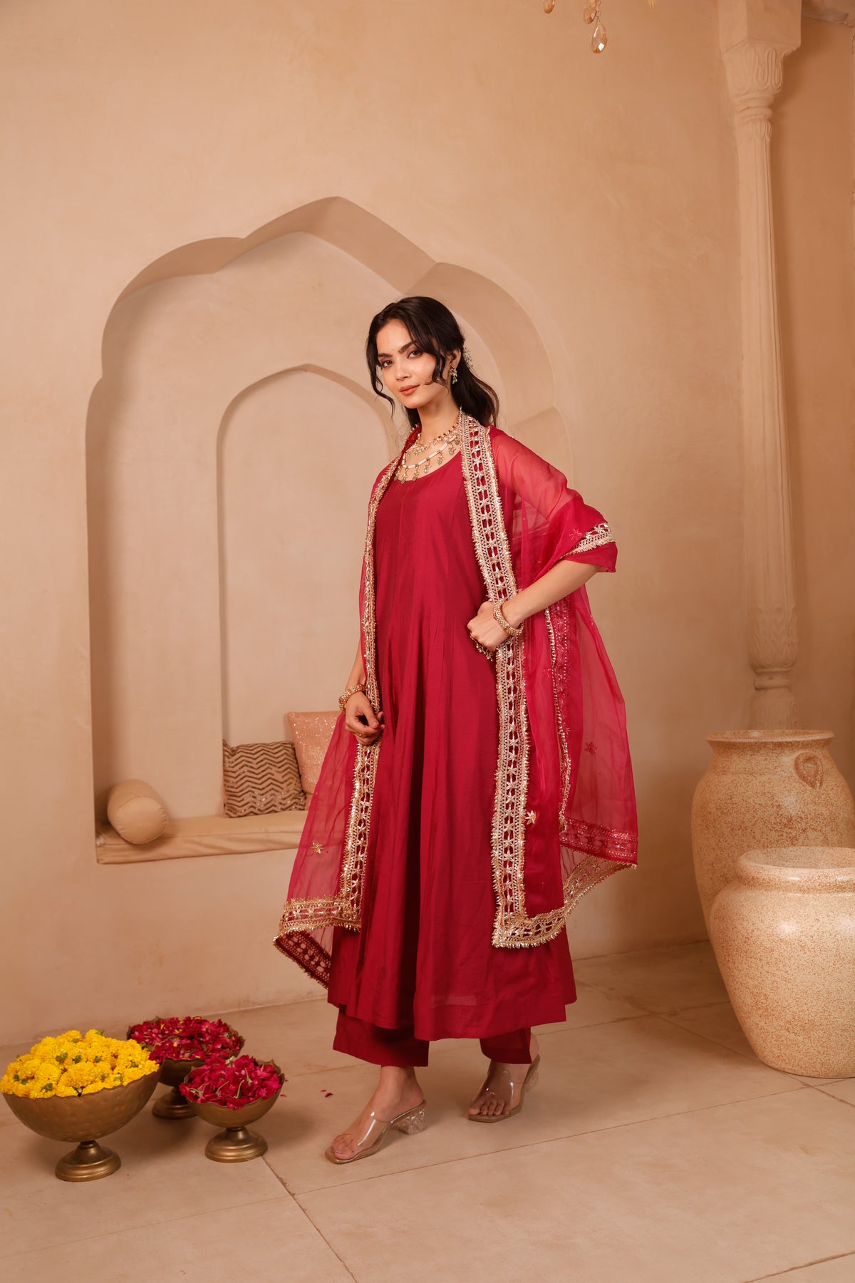 Gulnaar Chanderi Anarkali Set - Image 7
