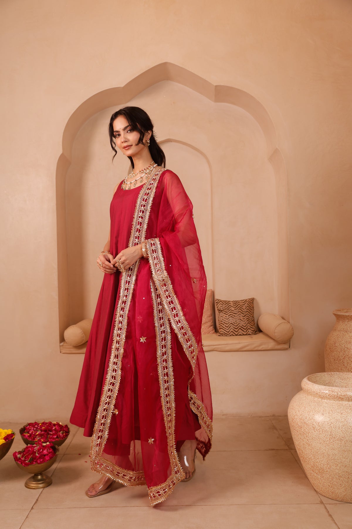 Gulnaar Chanderi Anarkali Set - Image 8