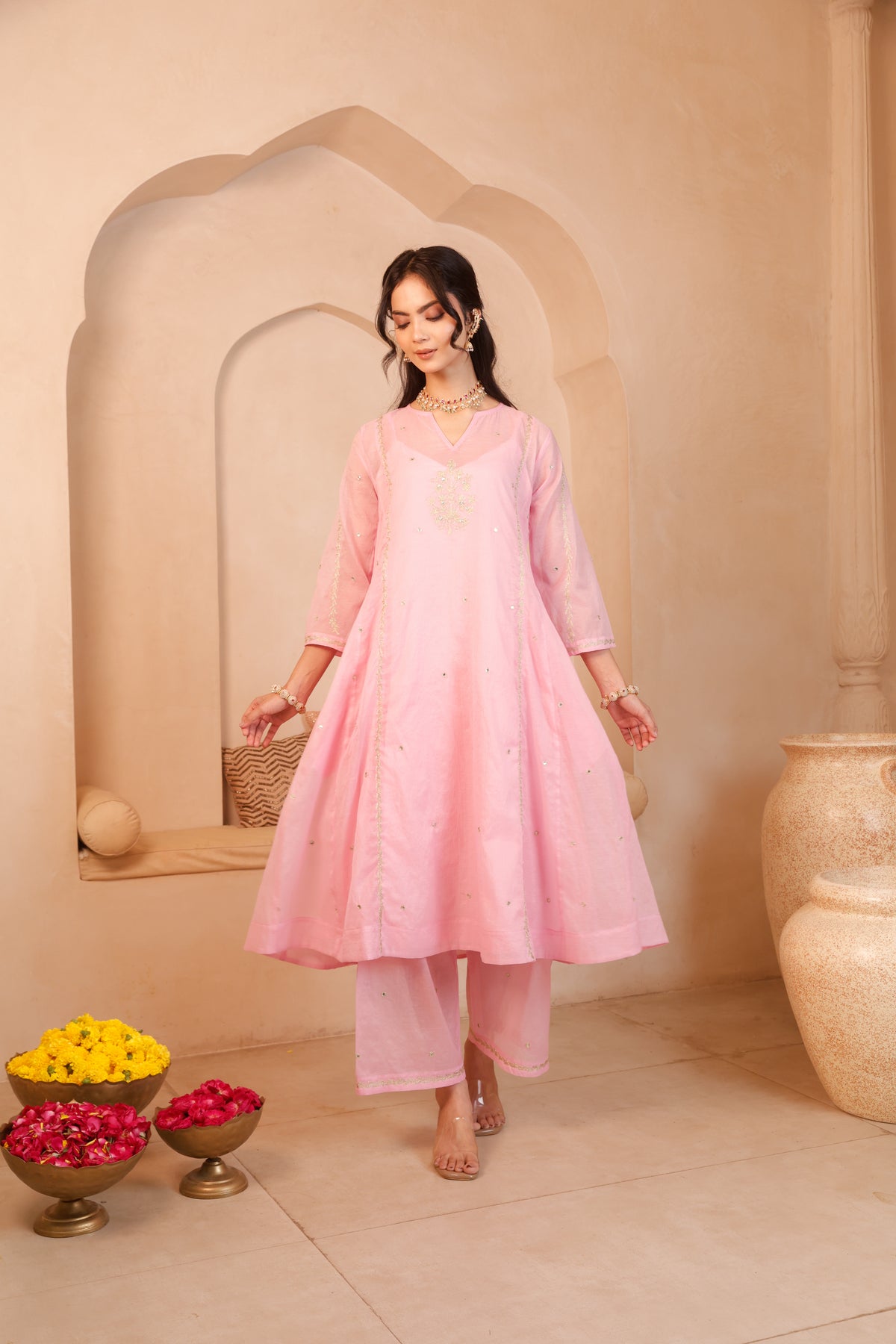 Noor  Gulabi Chanderi Suit Set - Image 3