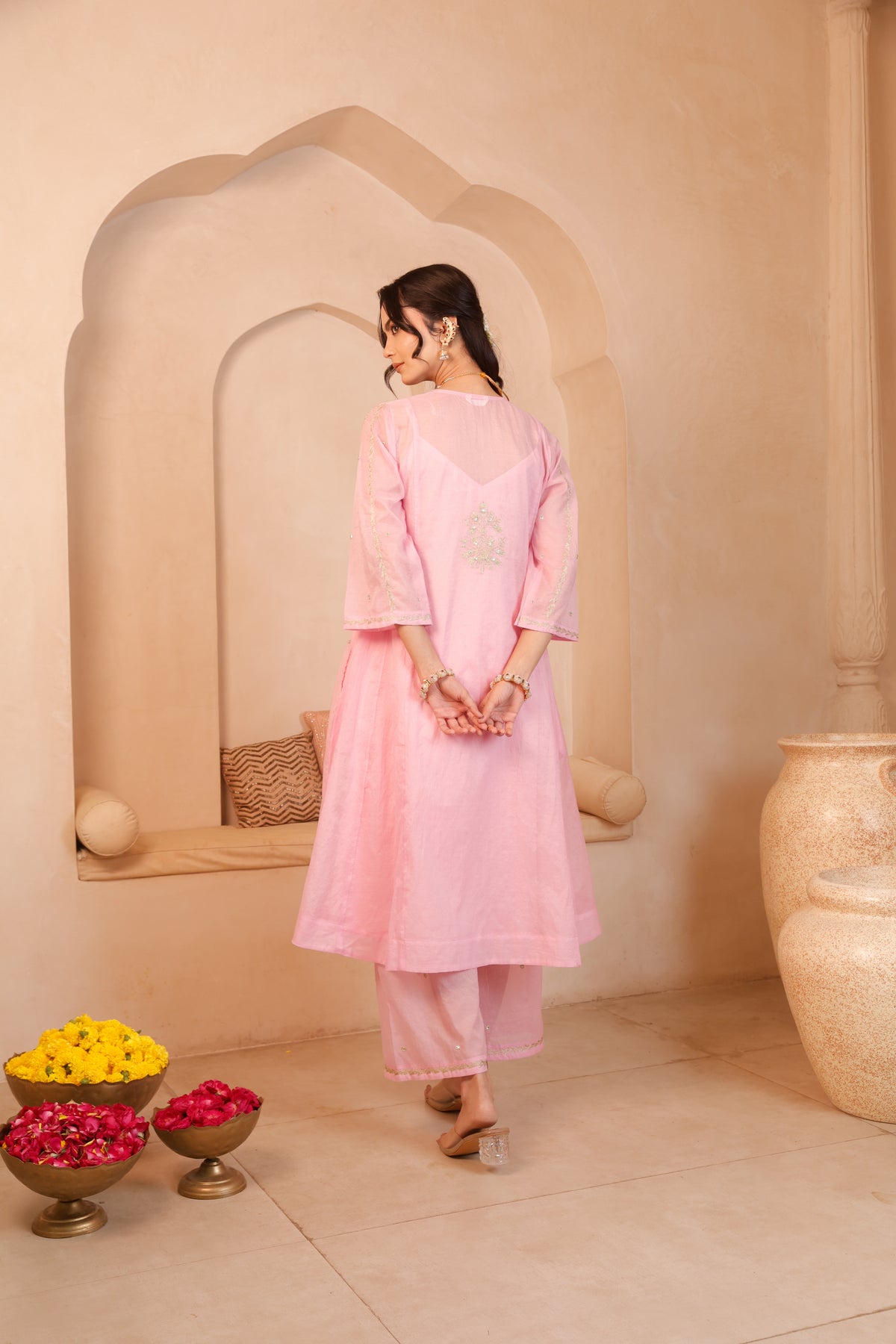 Noor  Gulabi Chanderi Suit Set - Image 4