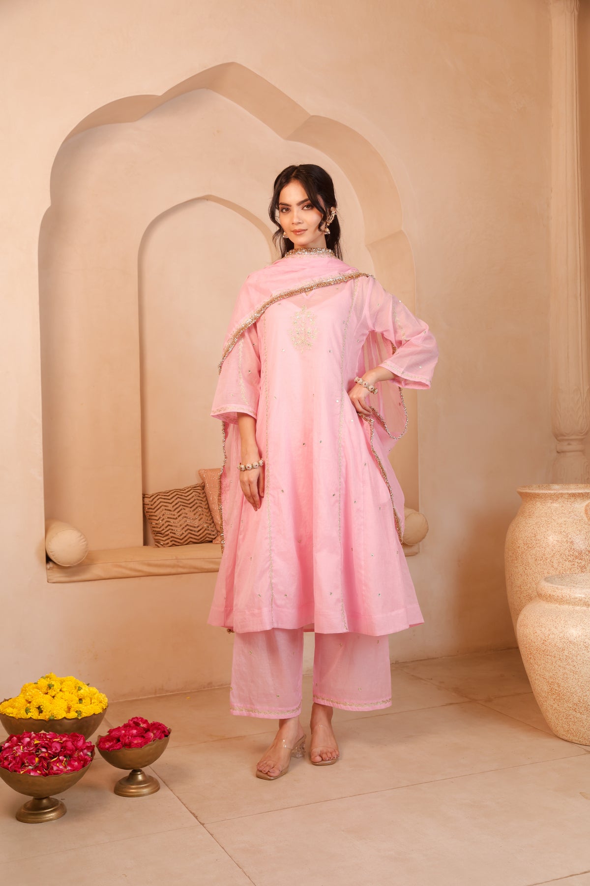 Noor  Gulabi Chanderi Suit Set - Image 5