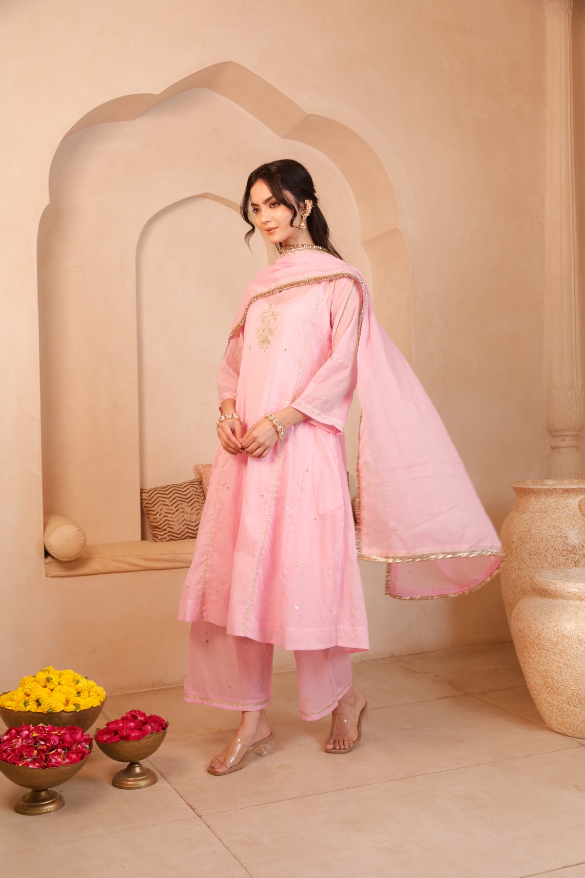 Noor  Gulabi Chanderi Suit Set - Image 6