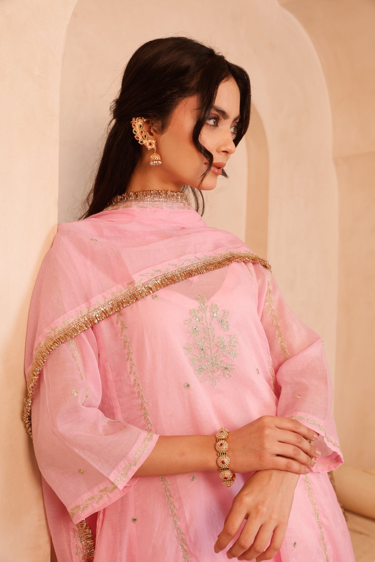 Noor  Gulabi Chanderi Suit Set - Image 7