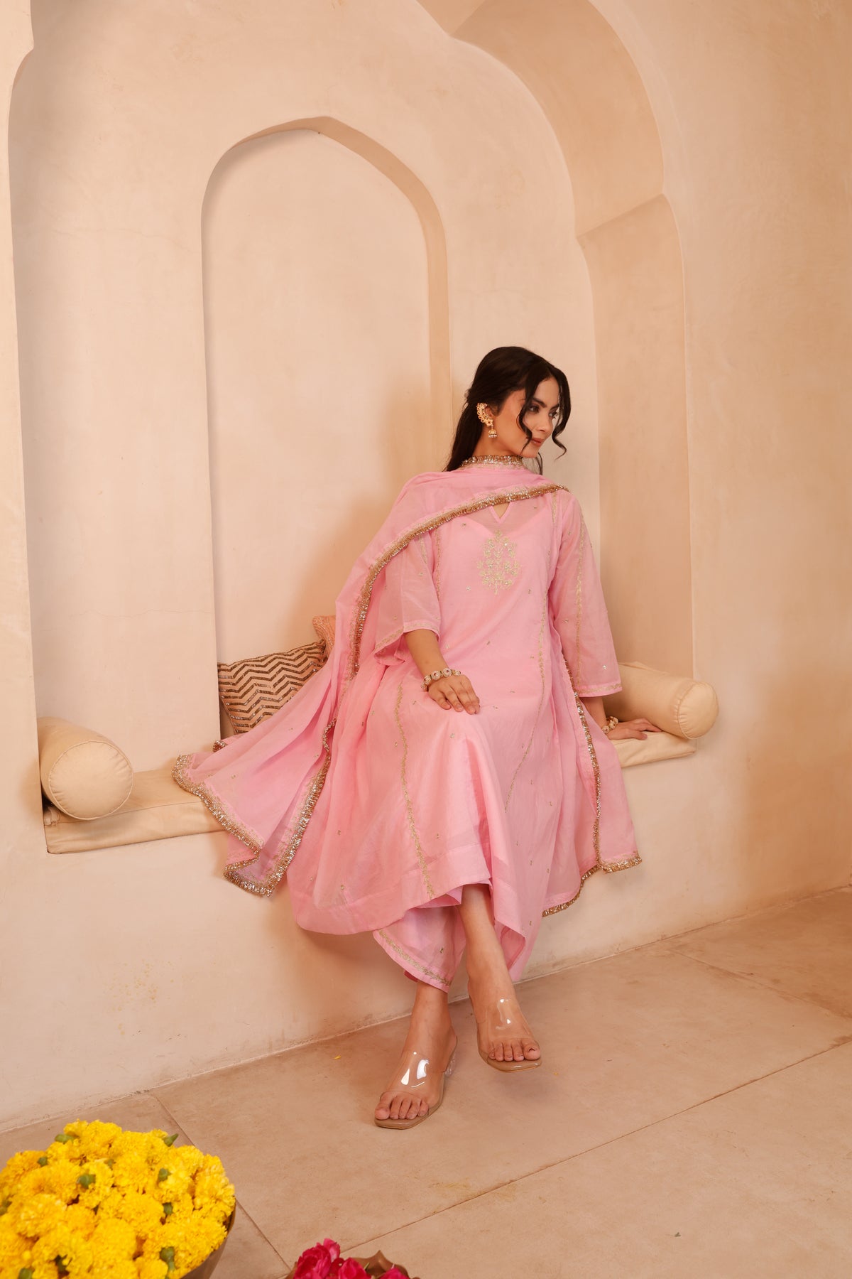Noor  Gulabi Chanderi Suit Set - Image 8