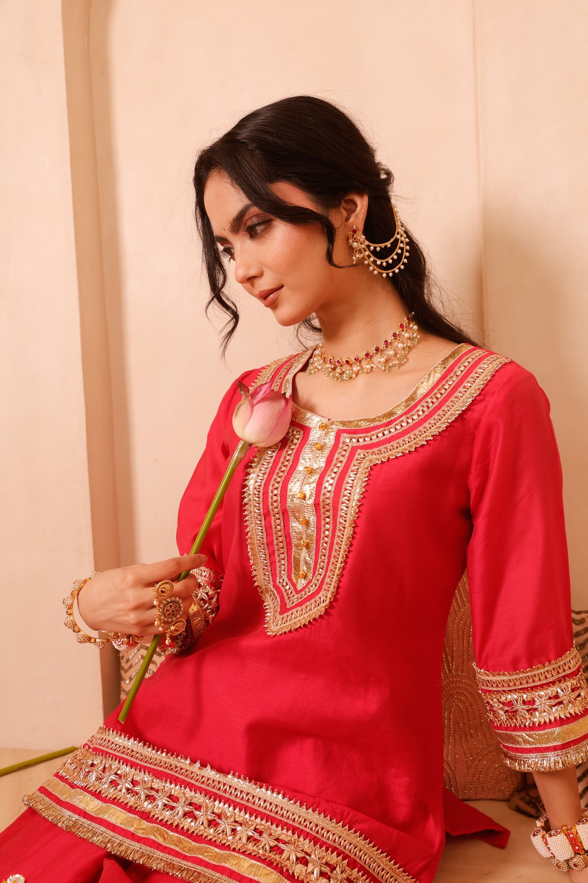 Meher Pink Festive Sharara Set - Image 1