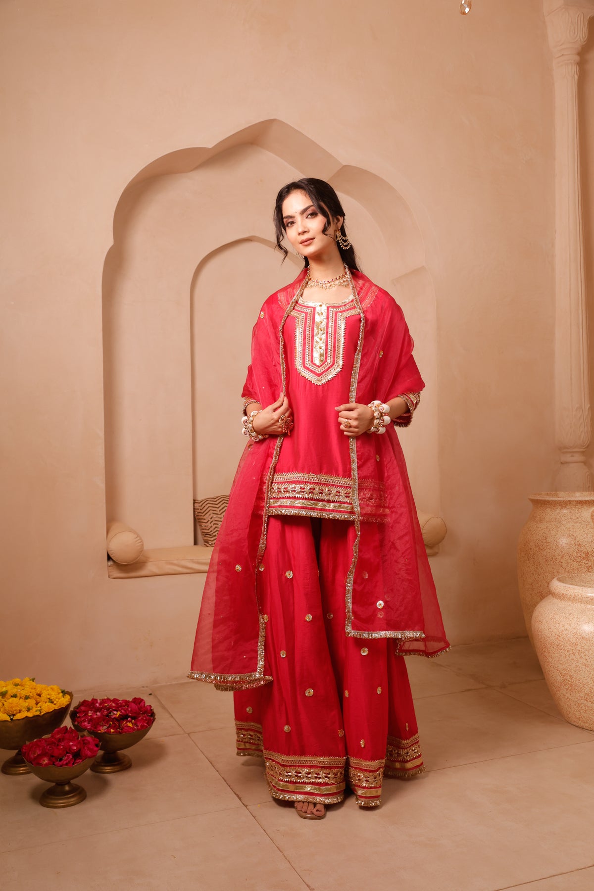 Meher Pink Festive Sharara Set - Image 6
