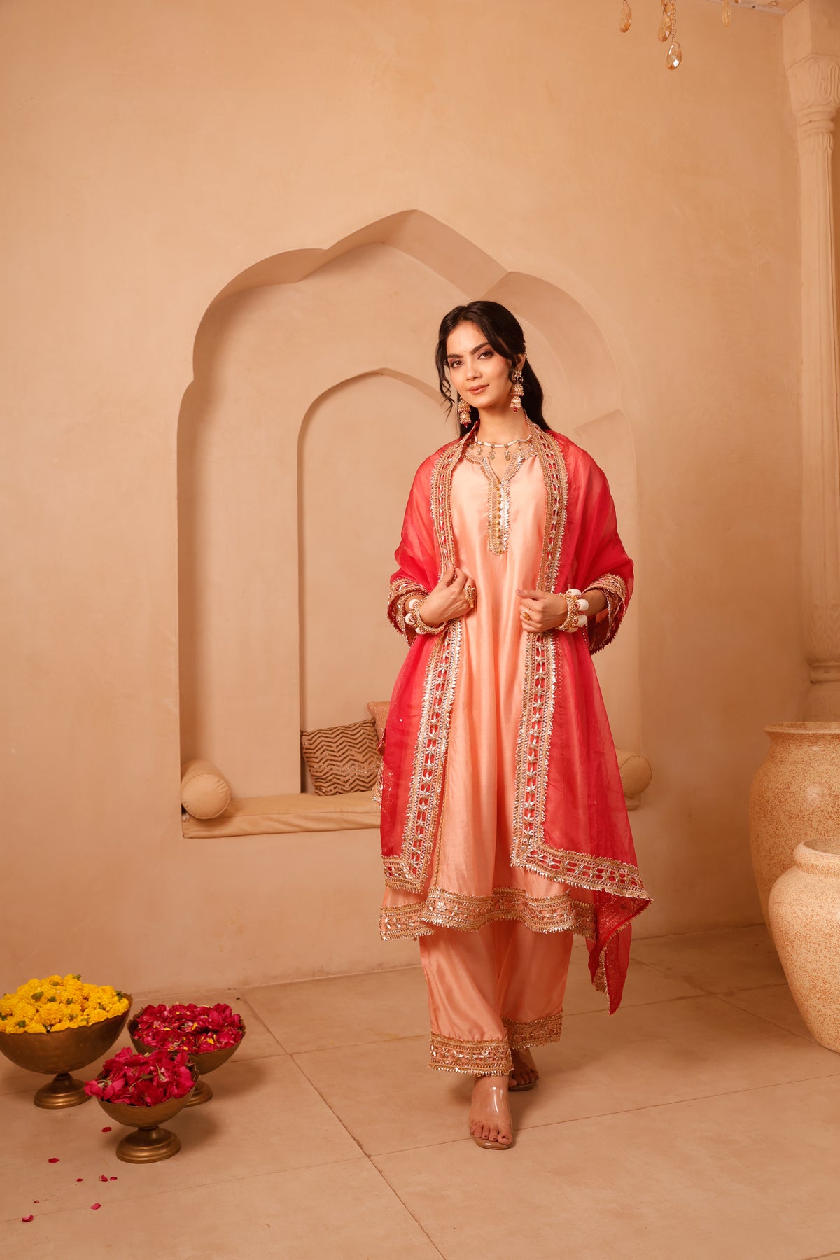 Roshni Peach & Pink Festive Suit Set - Image 5
