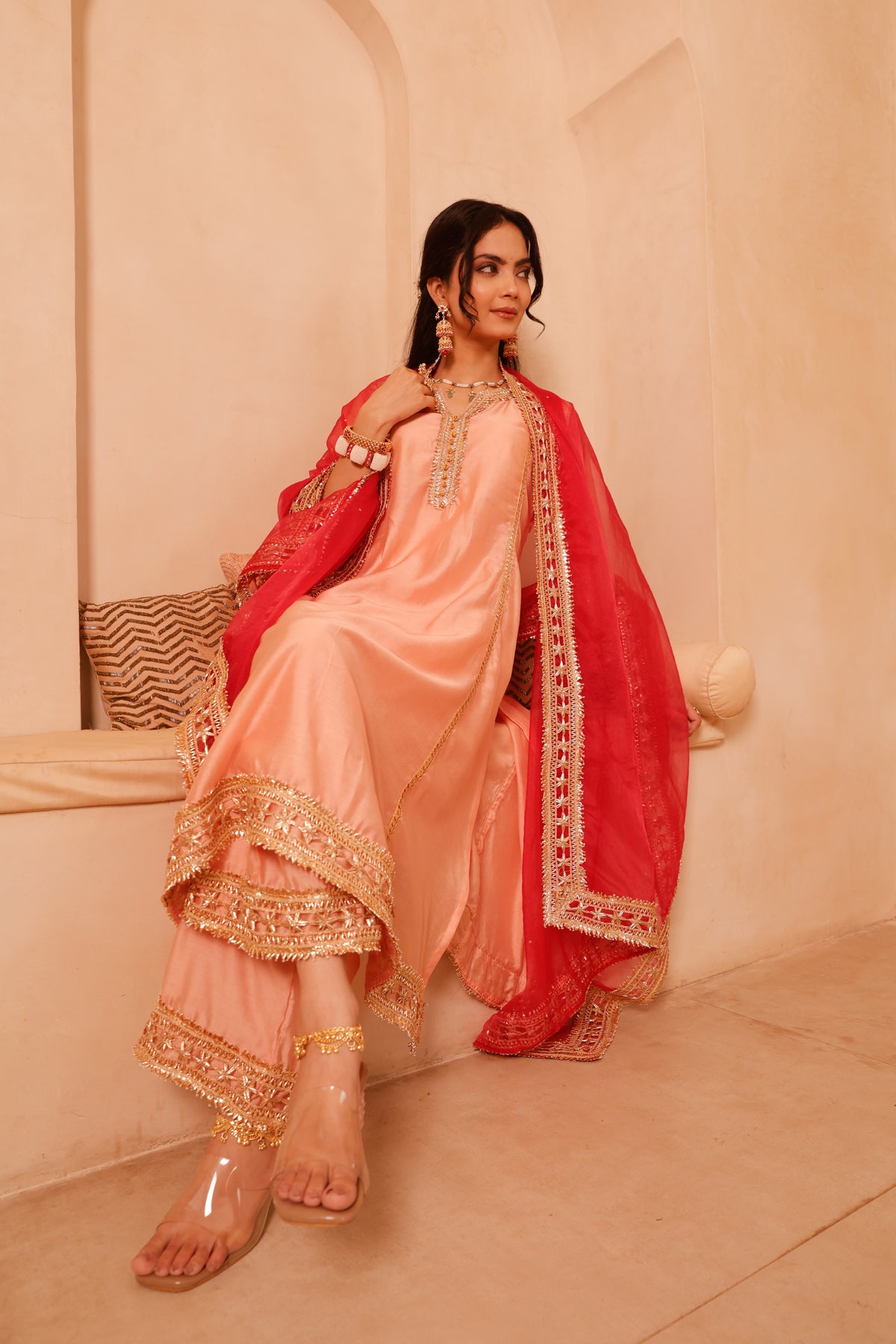 Roshni Peach & Pink Festive Suit Set - Image 10
