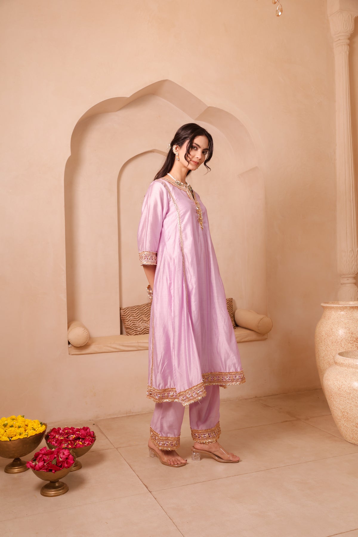 Roshni Lavender Chanderi Festive Suit Set - Image 4