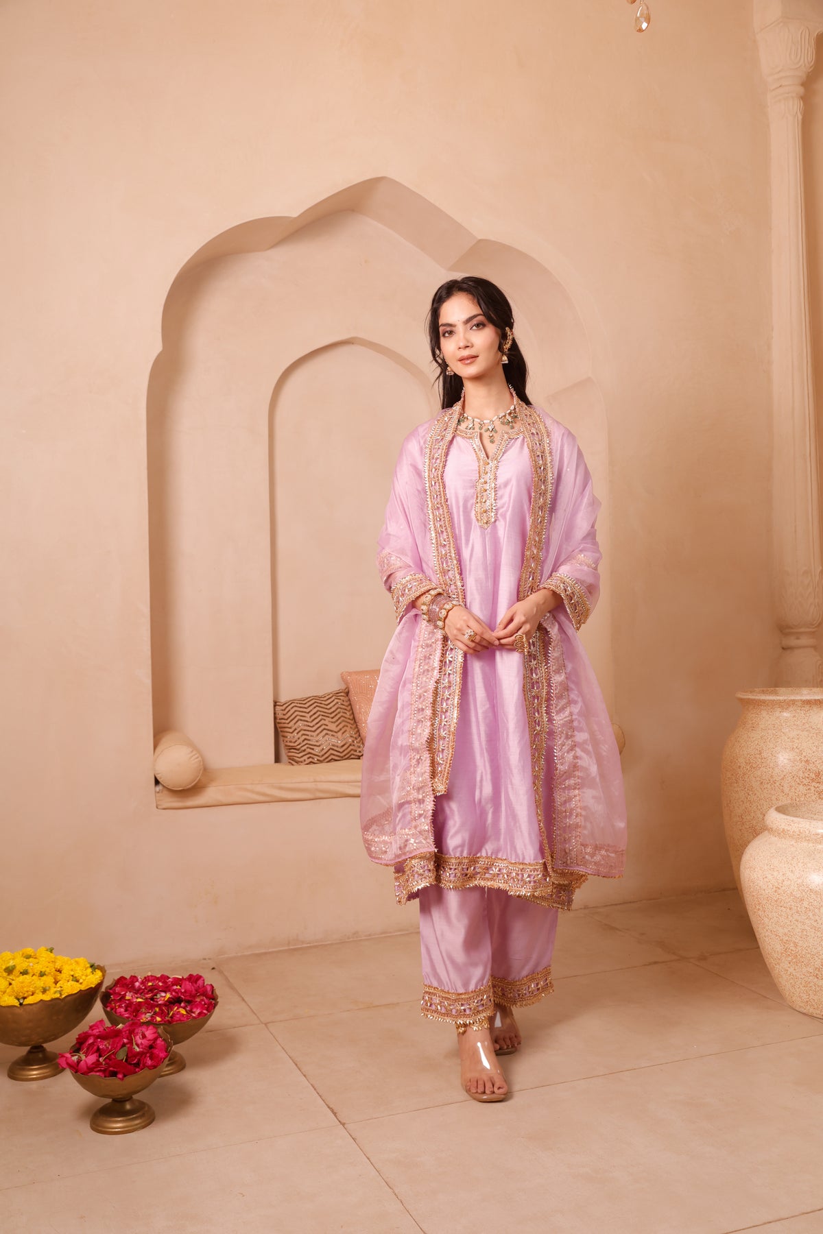 Roshni Lavender Chanderi Festive Suit Set - Image 5