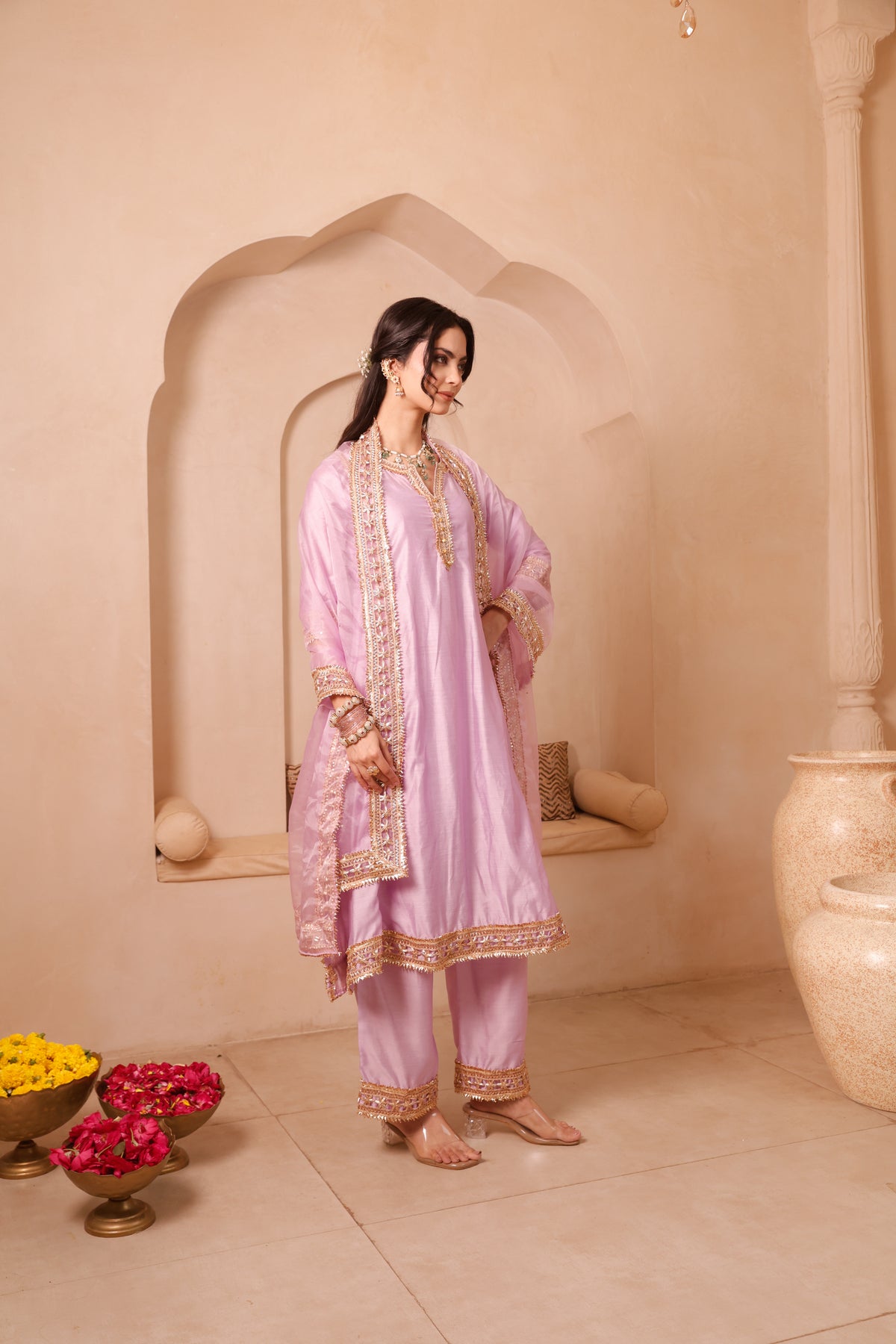Roshni Lavender Chanderi Festive Suit Set - Image 6